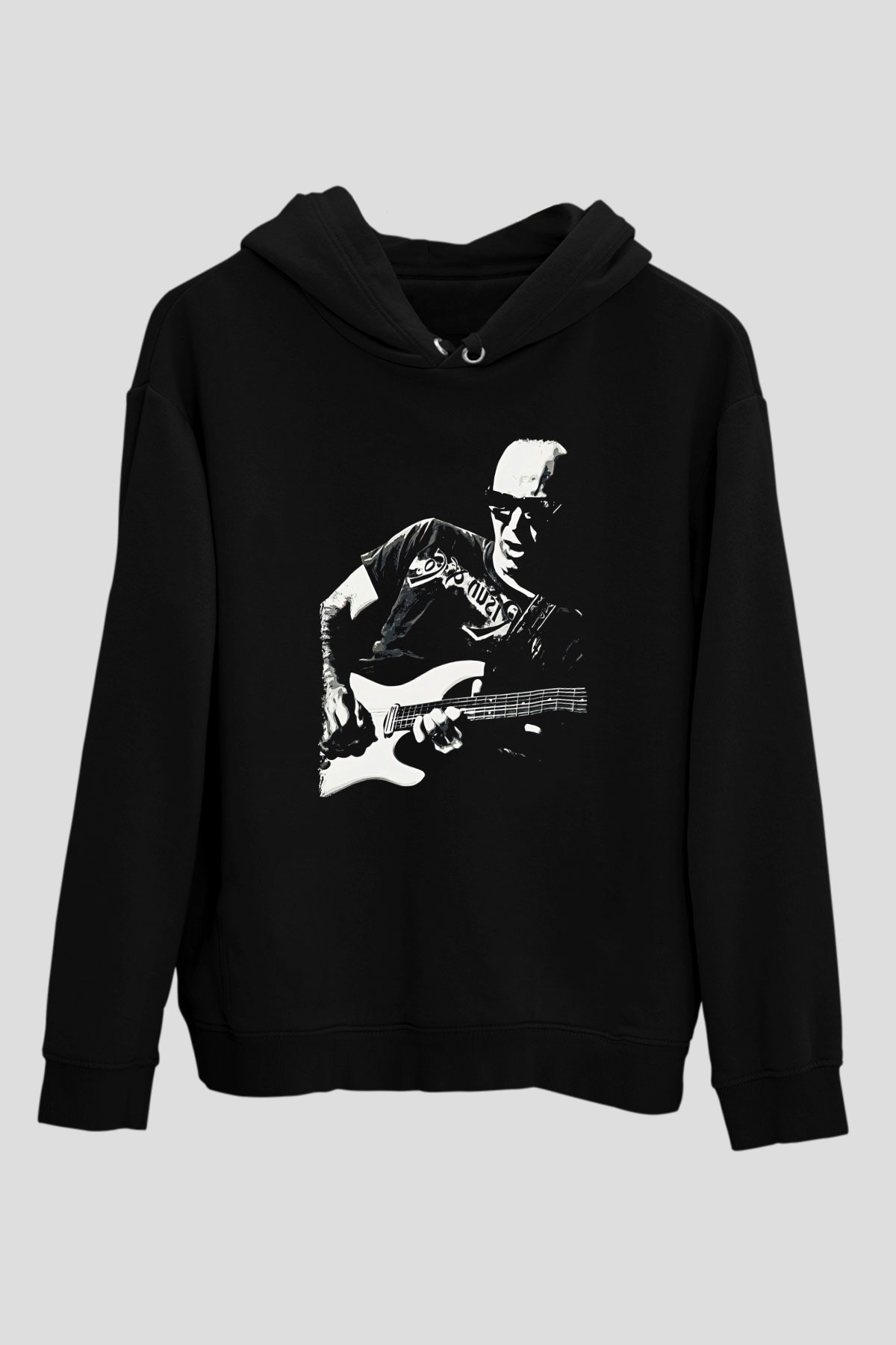 Joe Santriani Baskılı Unisex Siyah Kapüşonlu Sweatshirt