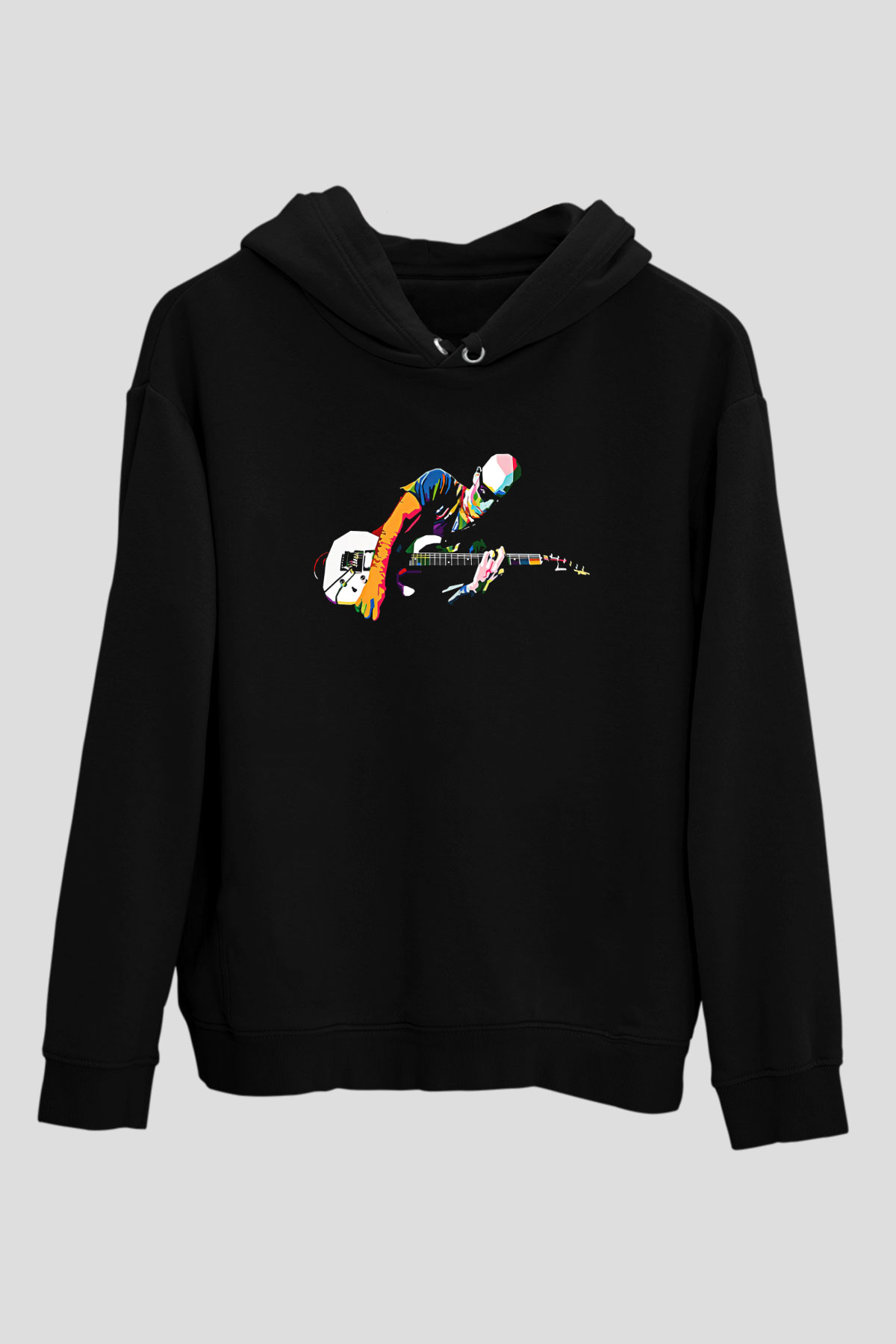 Joe Santriani Baskılı Unisex Siyah Kapüşonlu Sweatshirt