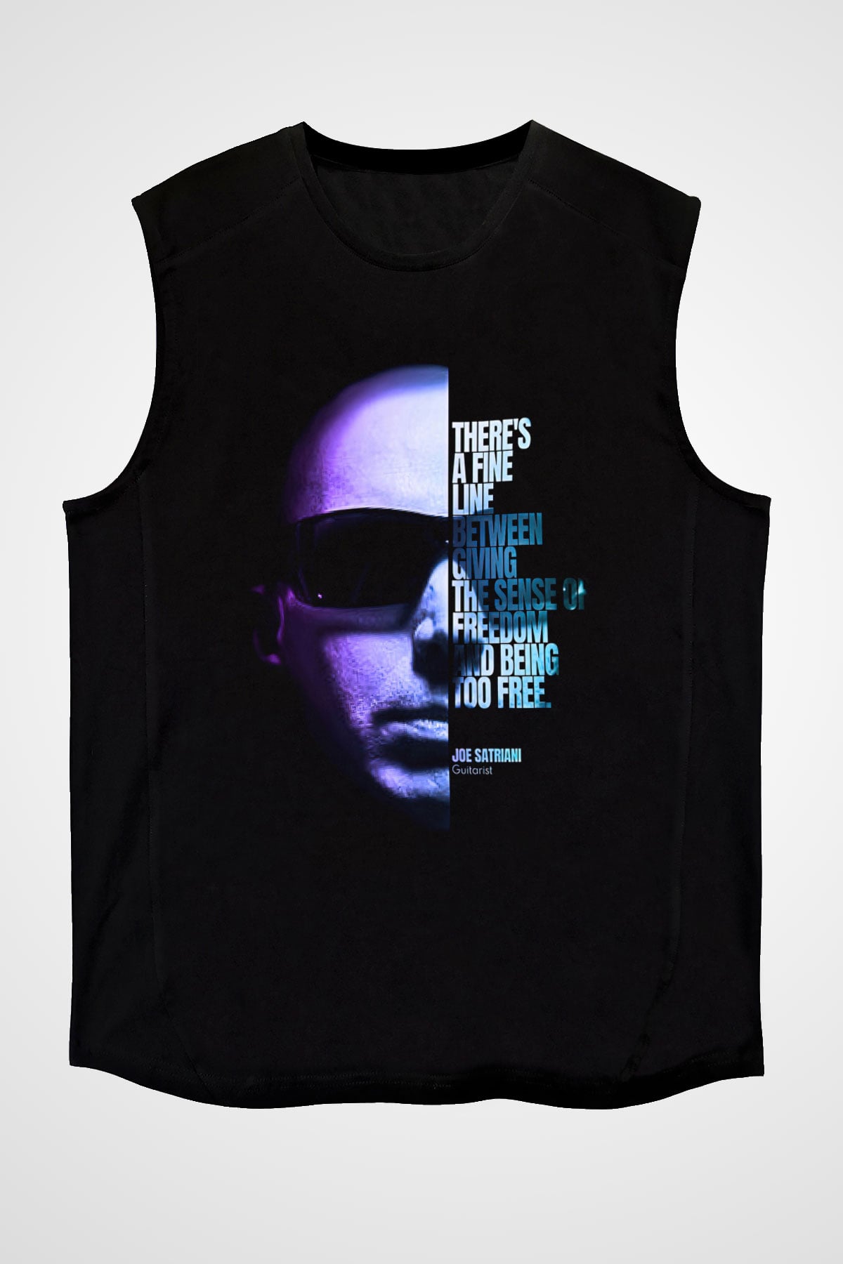 Joe Santriani Baskılı Unisex Siyah Kolsuz Tişört - Tshirt