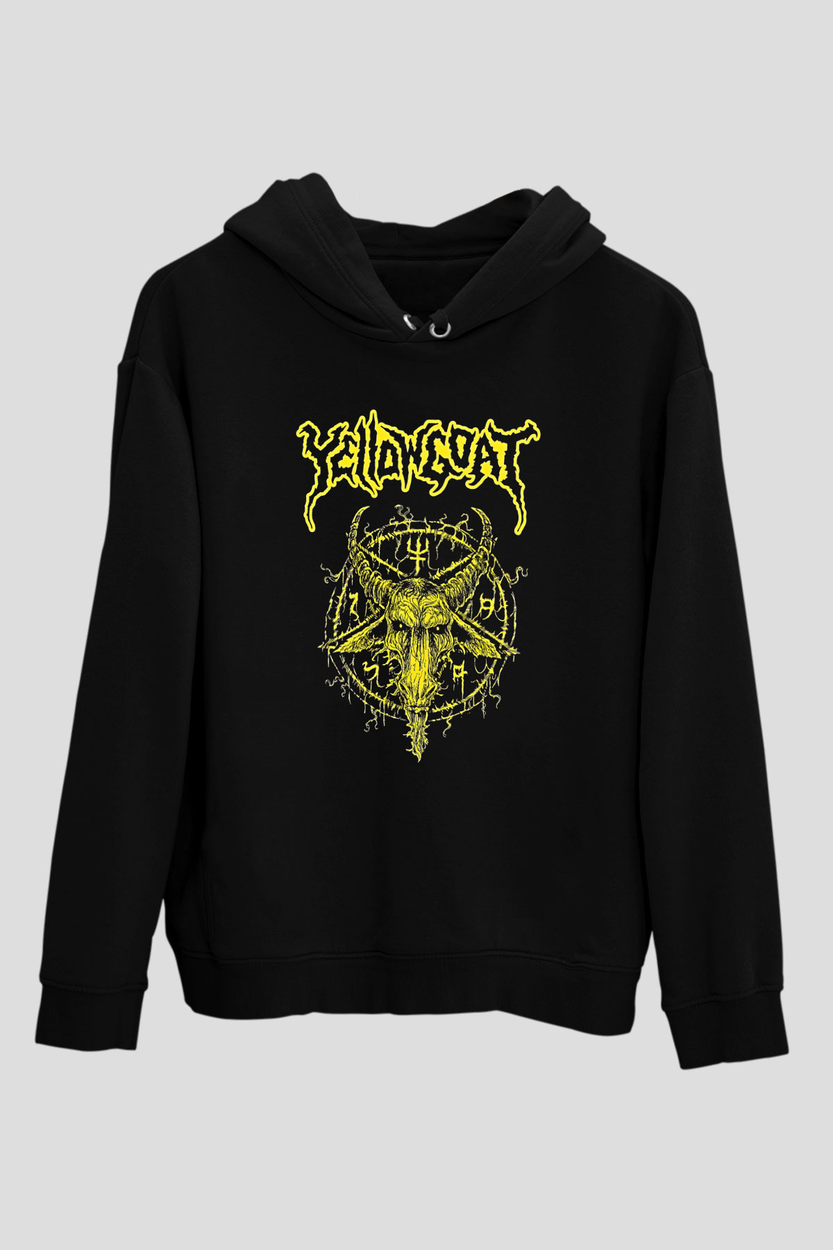 Joel Grind Baskılı Unisex Siyah Kapüşonlu Sweatshirt