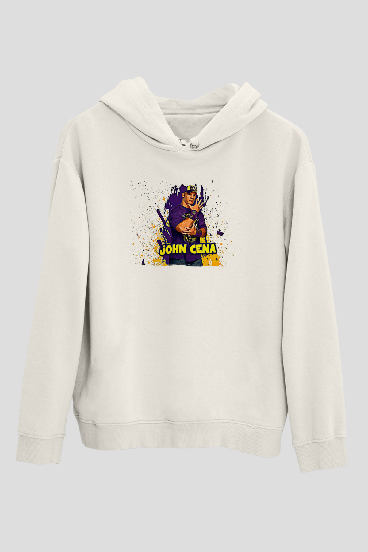 John Cena Baskılı Beyaz Unisex Hoodie