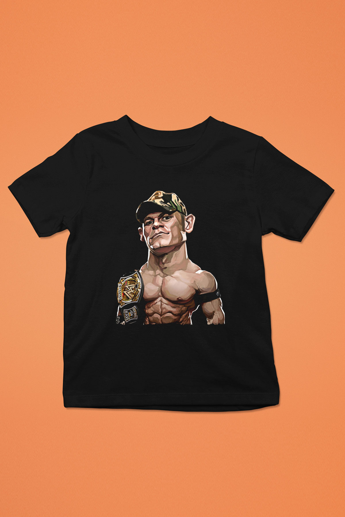 John Cena Baskılı Unisex Siyah Çocuk Tişört - Tshirt