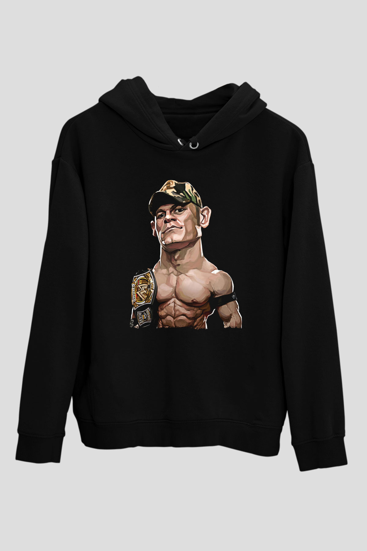 John Cena Baskılı Unisex Siyah Hoodie