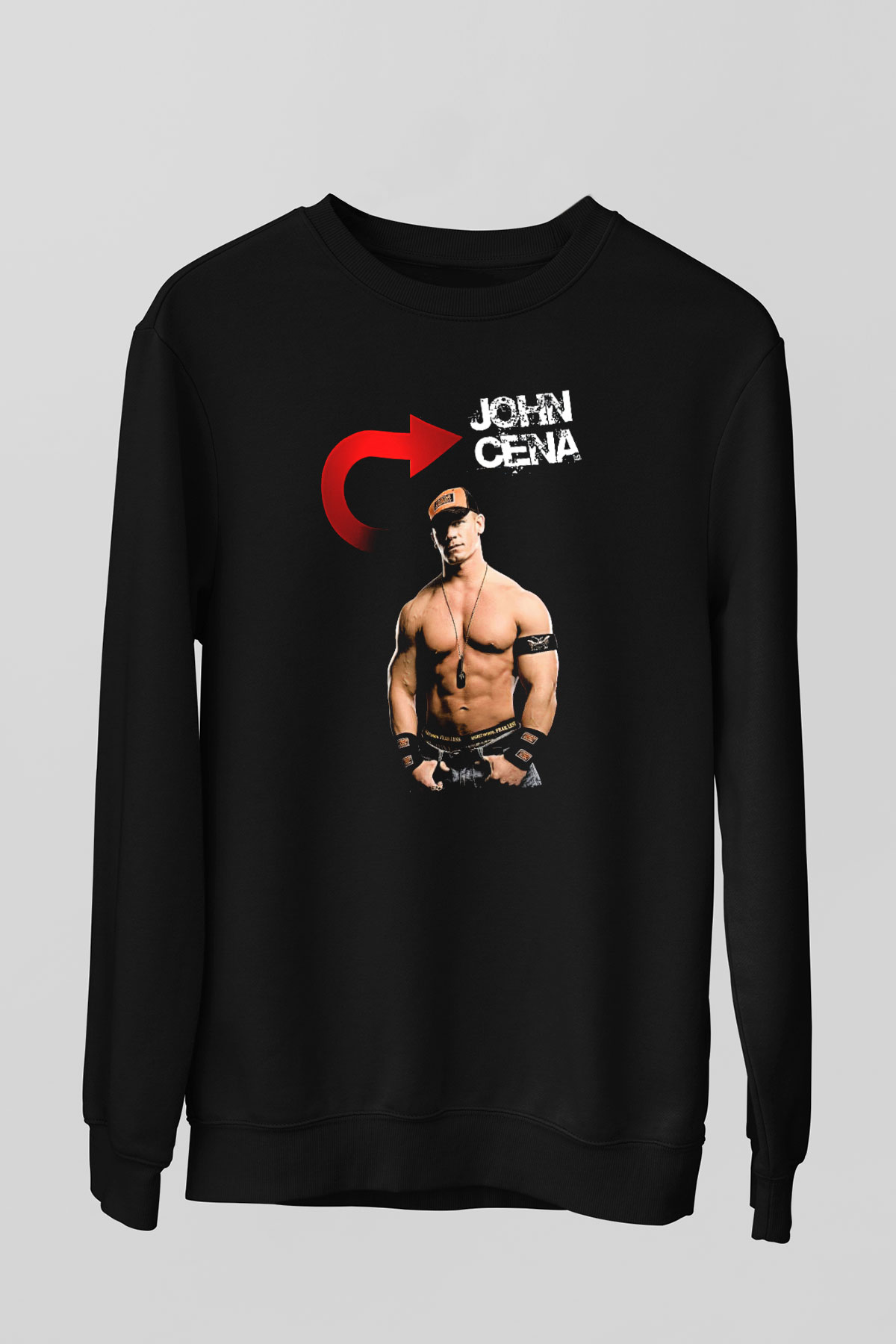 John Cena Baskılı Unisex Siyah Sweatshirt