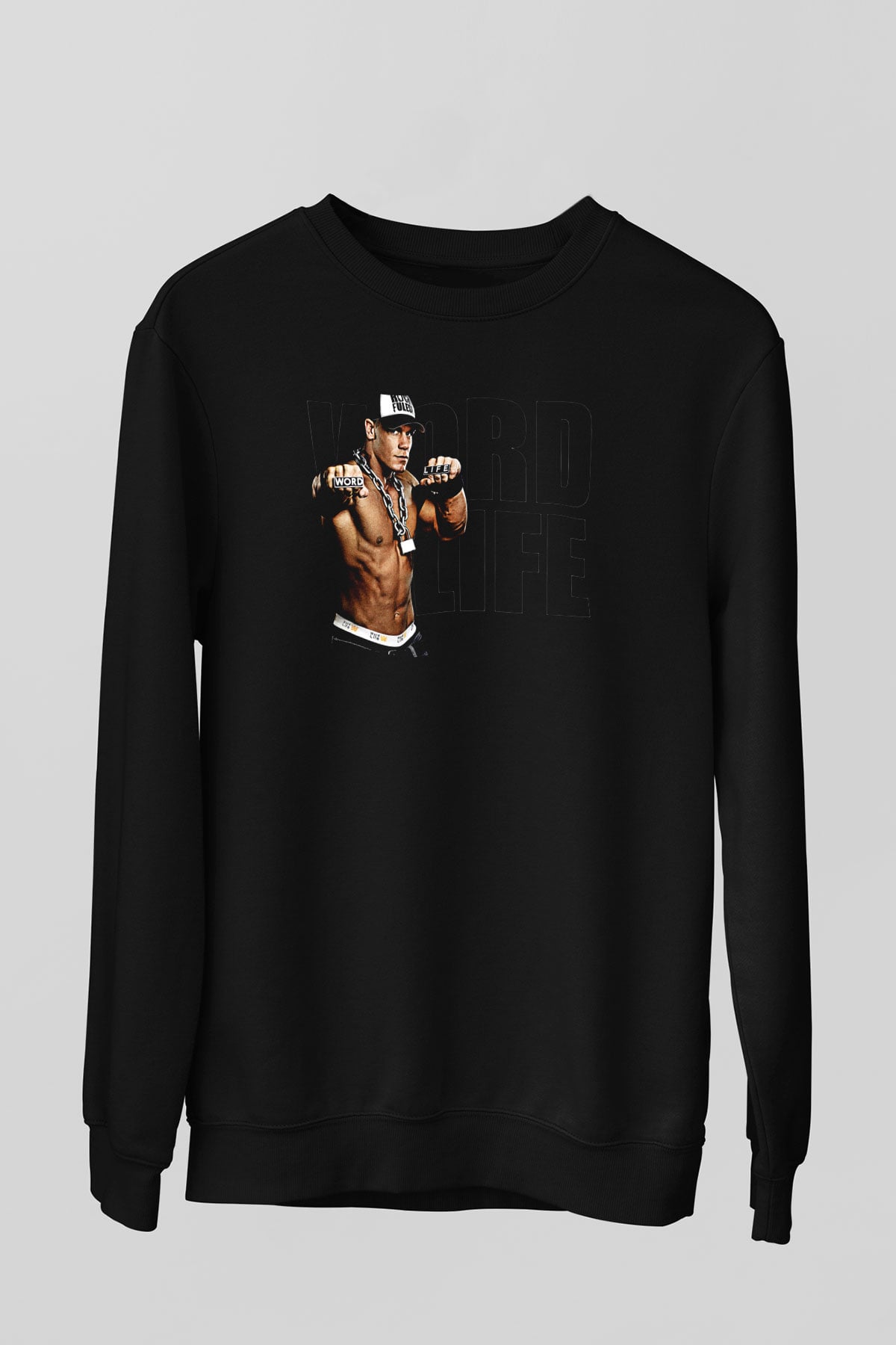 John Cena Baskılı Unisex Siyah Sweatshirt