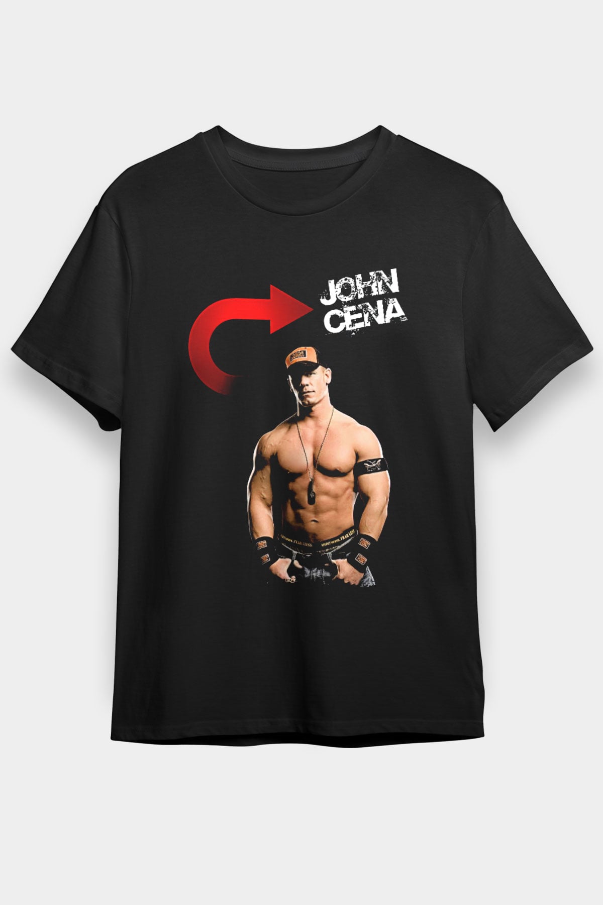 John Cena Baskılı Unisex Siyah Tişört - Tshirt