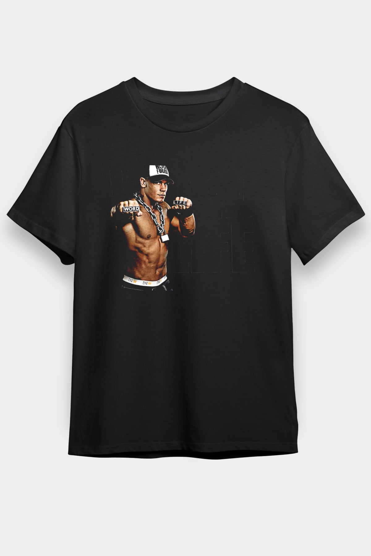 John Cena Baskılı Unisex Siyah Tişört - Tshirt