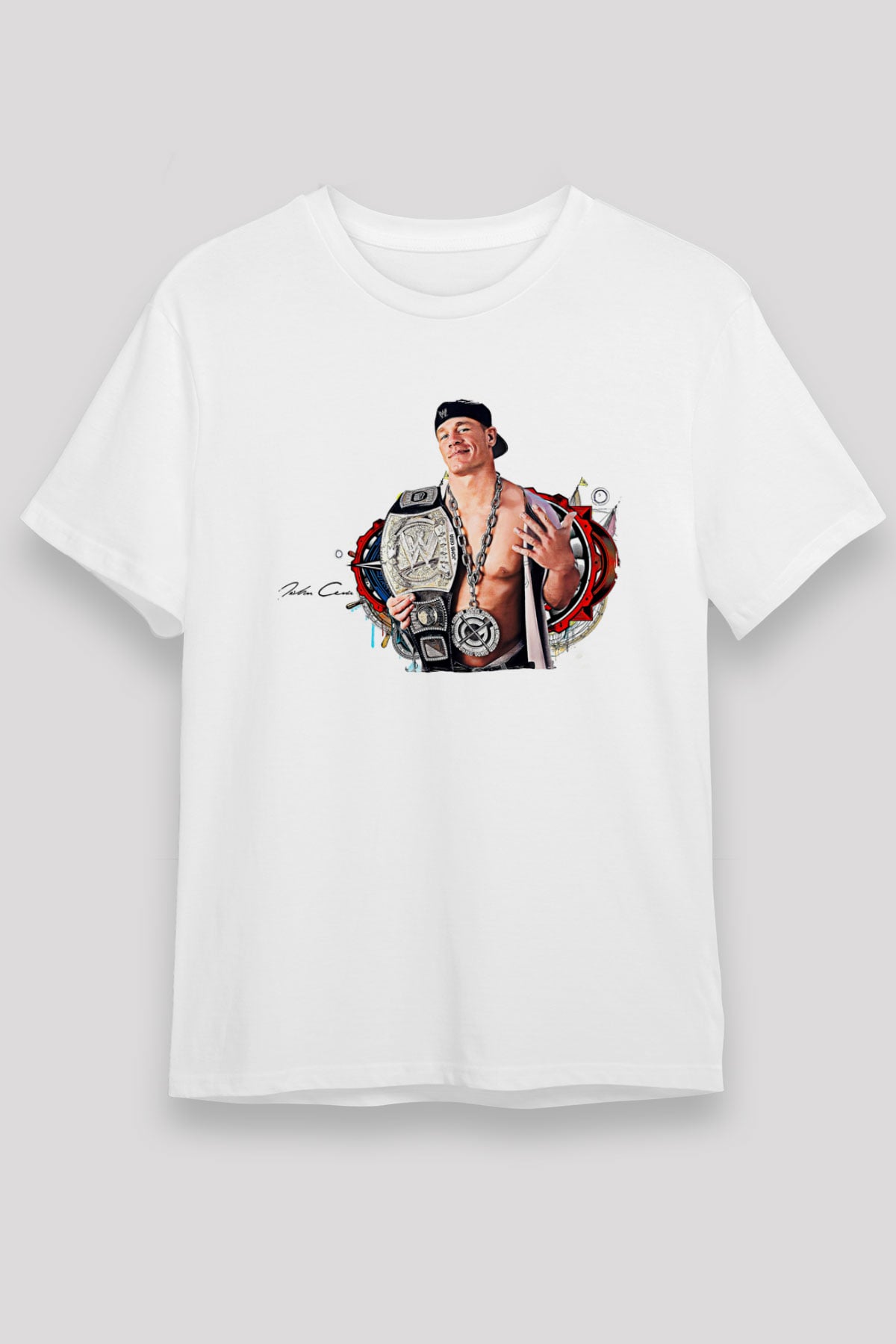 John Cena Unisex Baskılı Beyaz Tişört - Tshirt