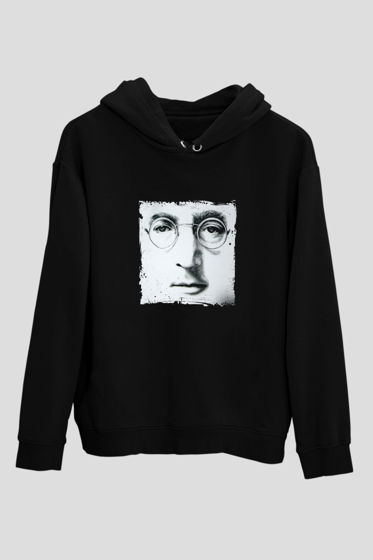John Lennon Baskılı Unisex Siyah Hoodie