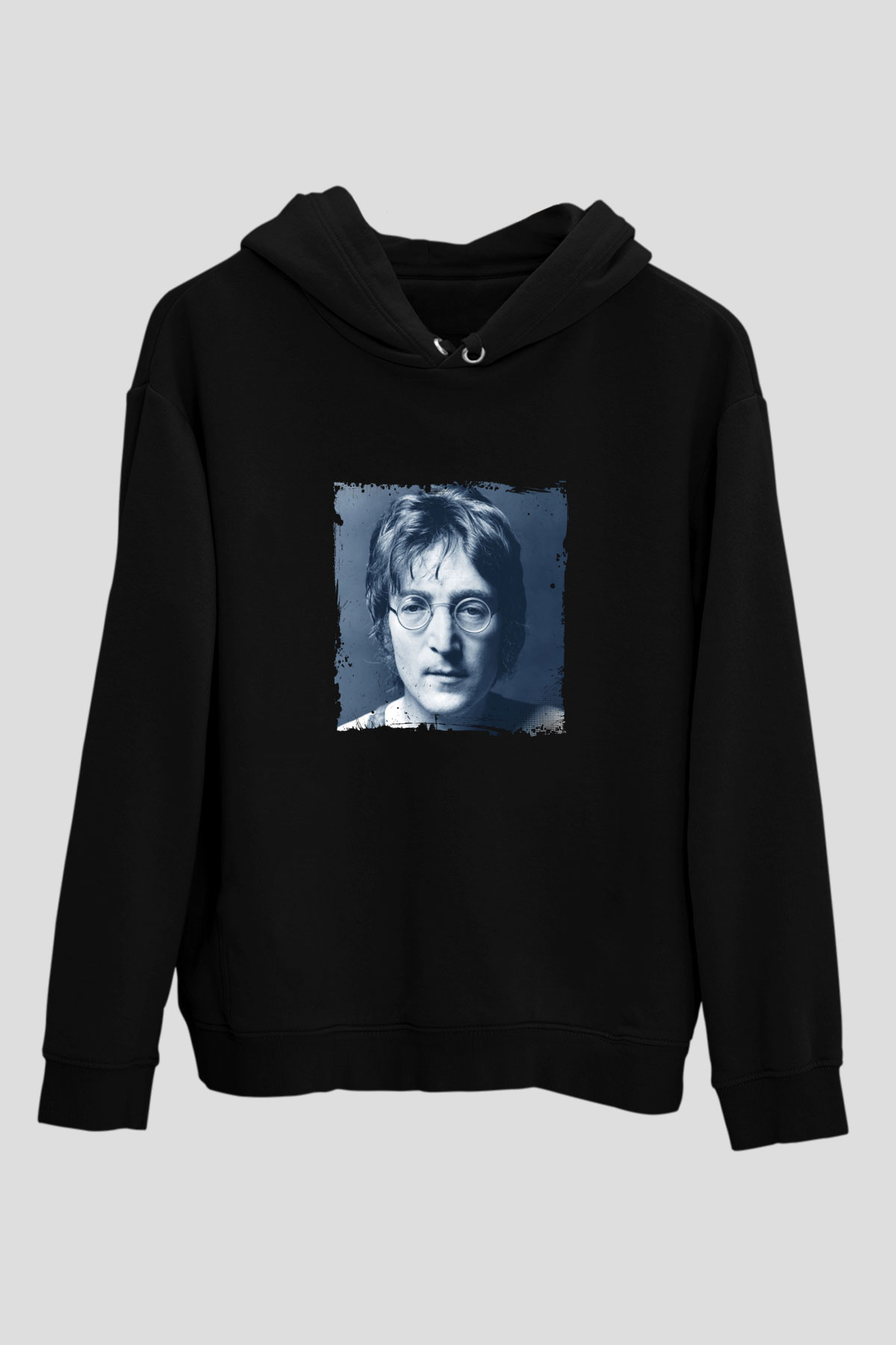 John Lennon Baskılı Unisex Siyah Hoodie