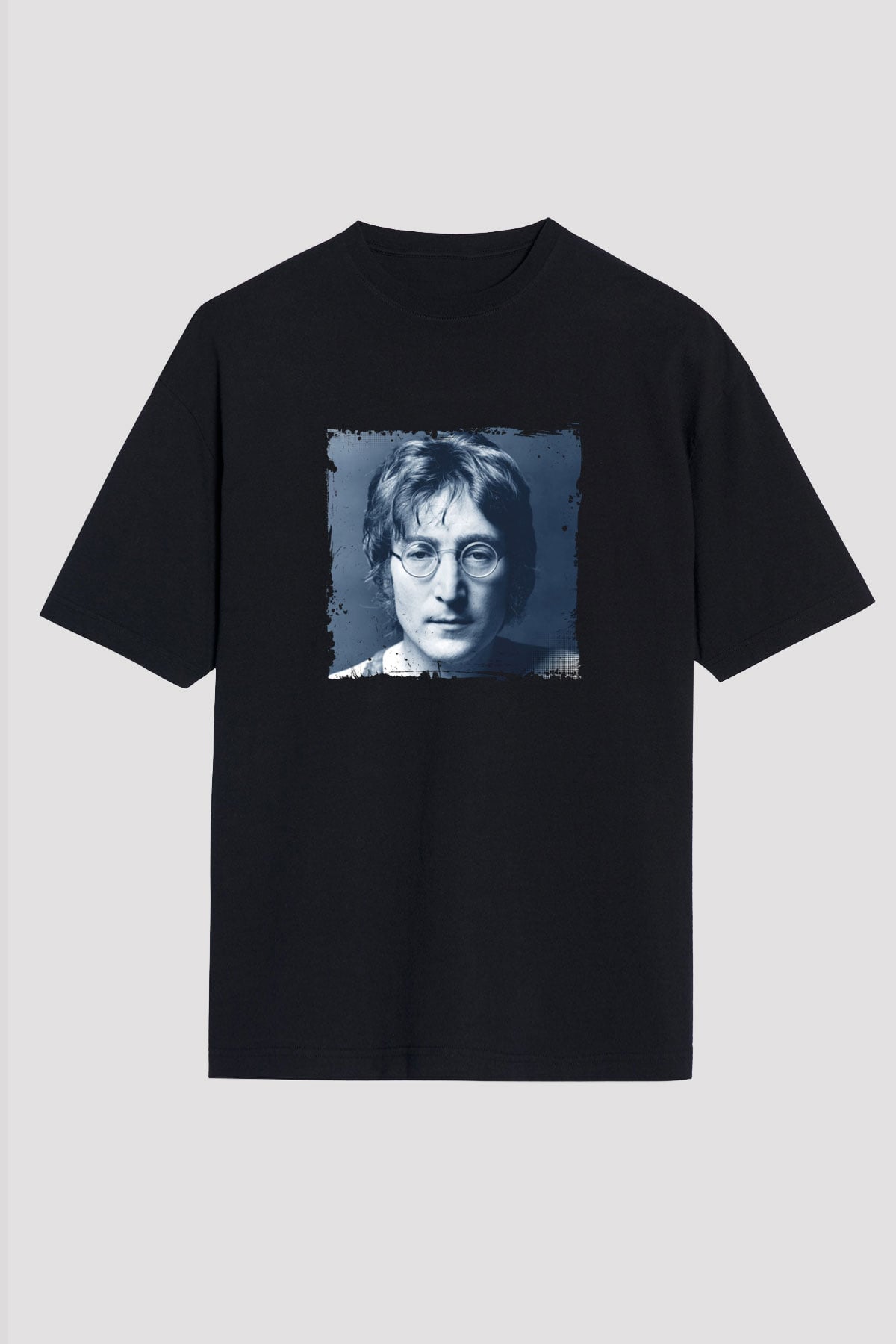 John Lennon Baskılı Unisex Siyah Oversize Tişört