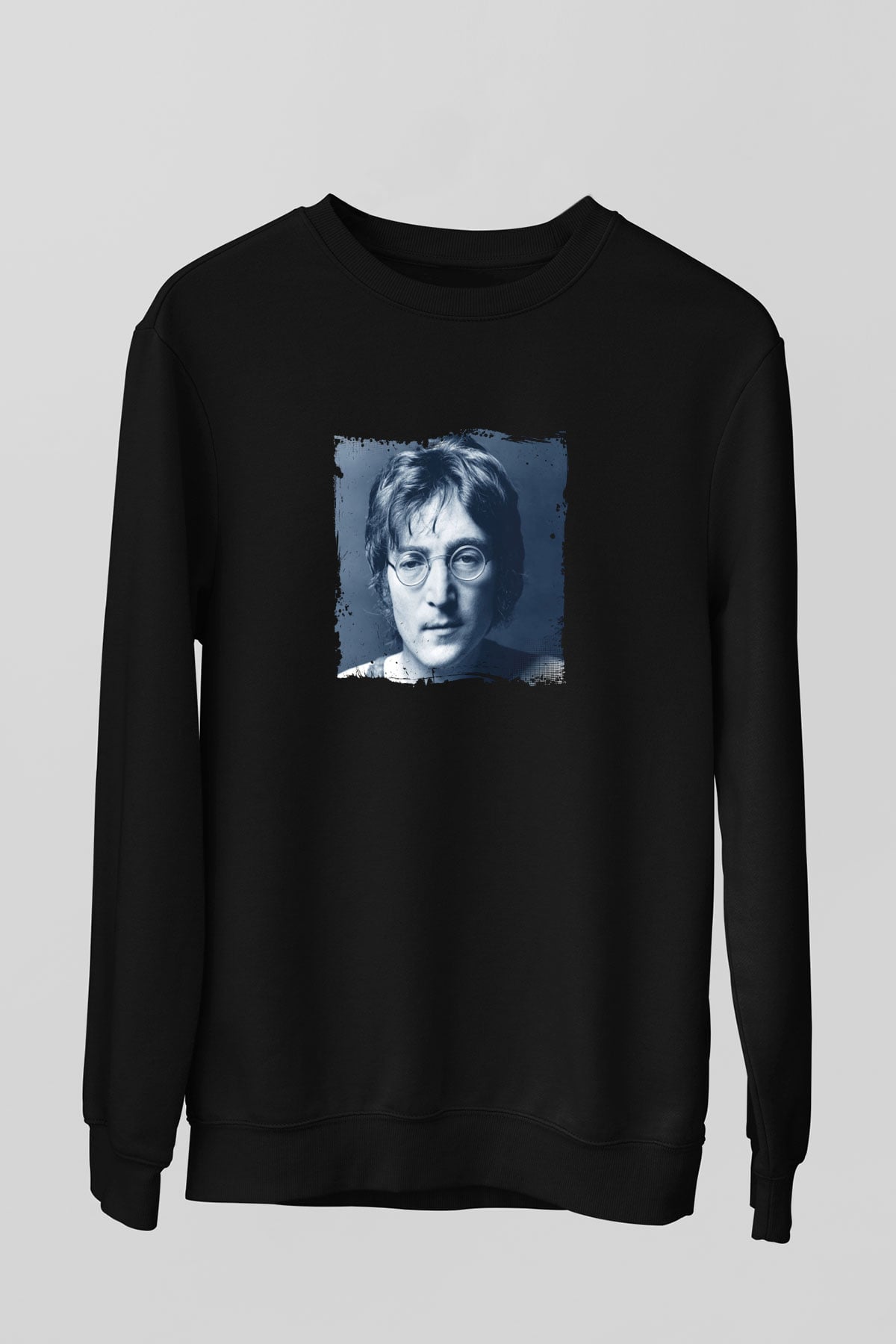 John Lennon Baskılı Unisex Siyah Sweatshirt
