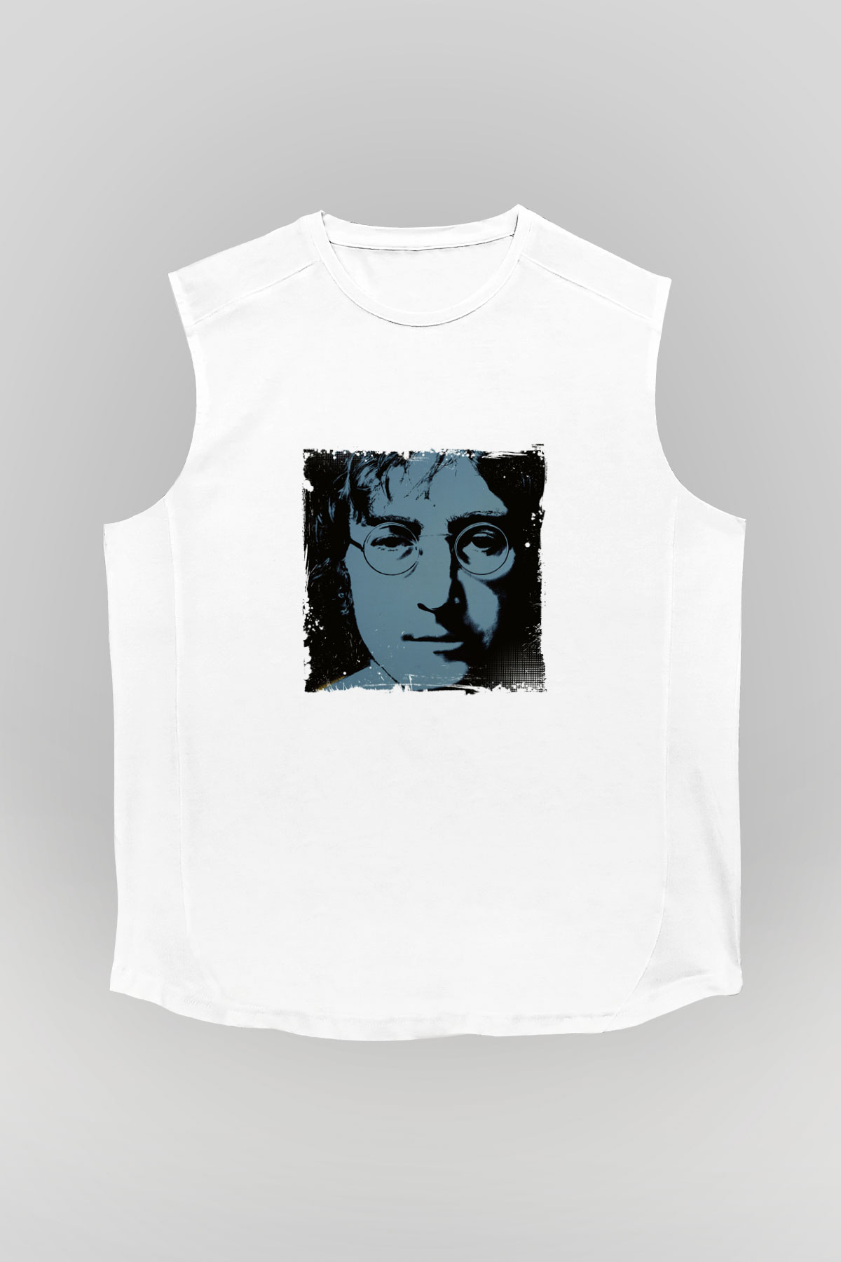 John Lennon Unisex Baskılı Beyaz Kolsuz Tişört