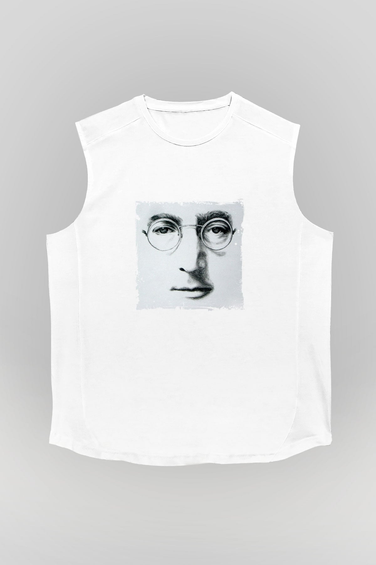 John Lennon Unisex Baskılı Beyaz Kolsuz Tişört