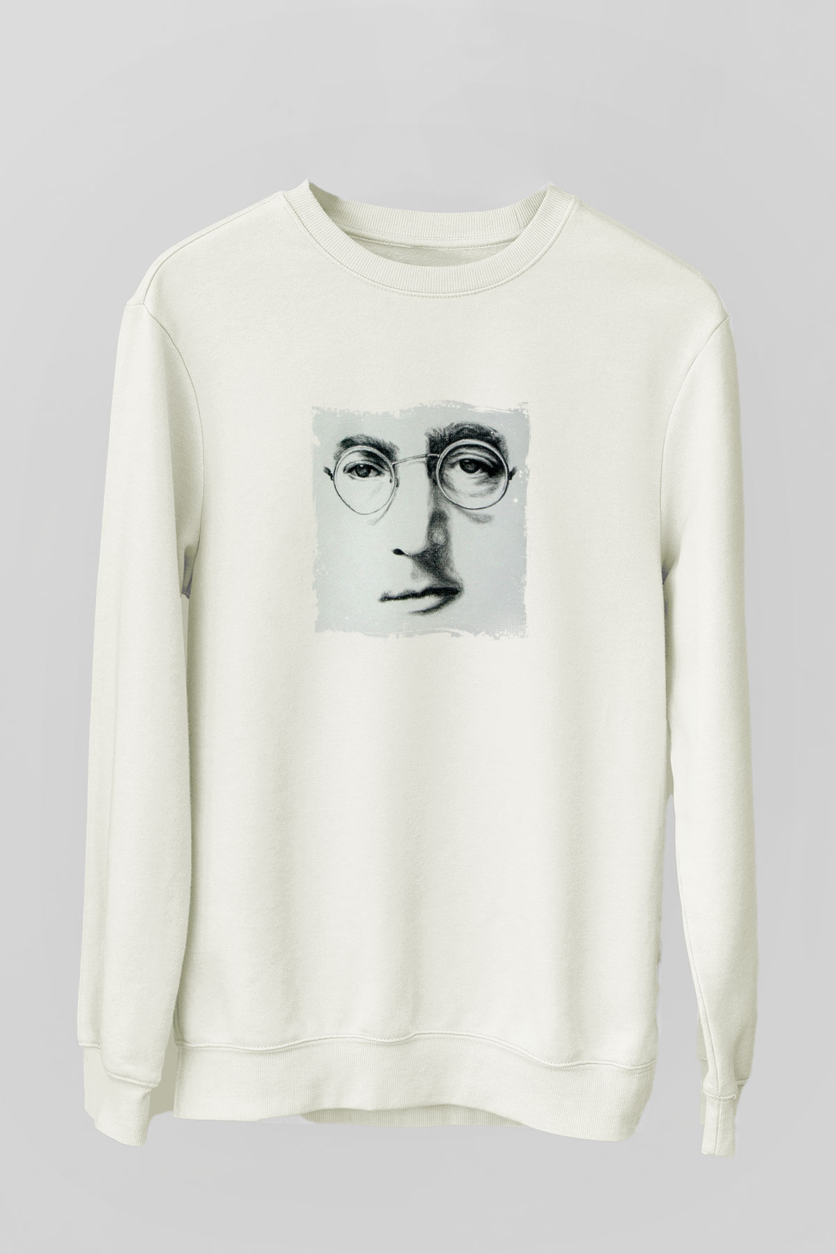 John Lennon Unisex Baskılı Beyaz Sweatshirt