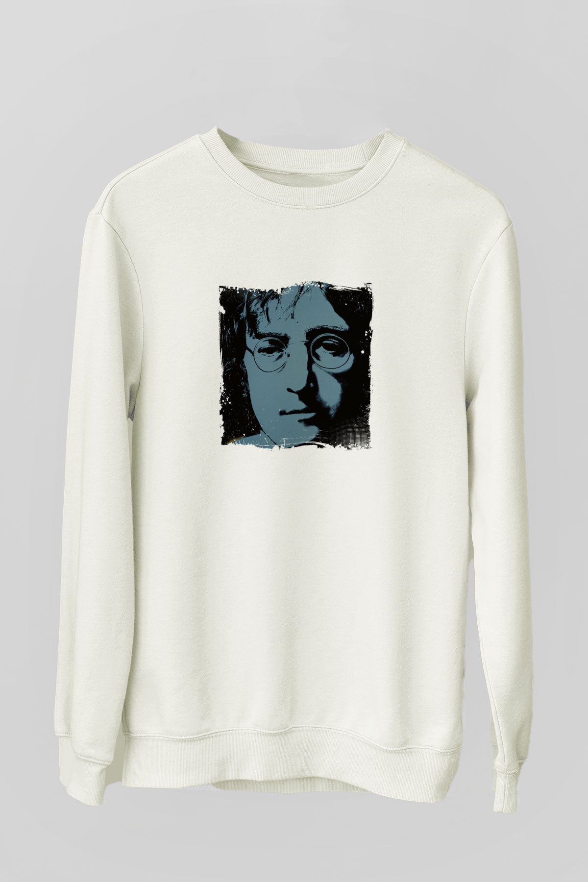John Lennon Unisex Baskılı Beyaz Sweatshirt