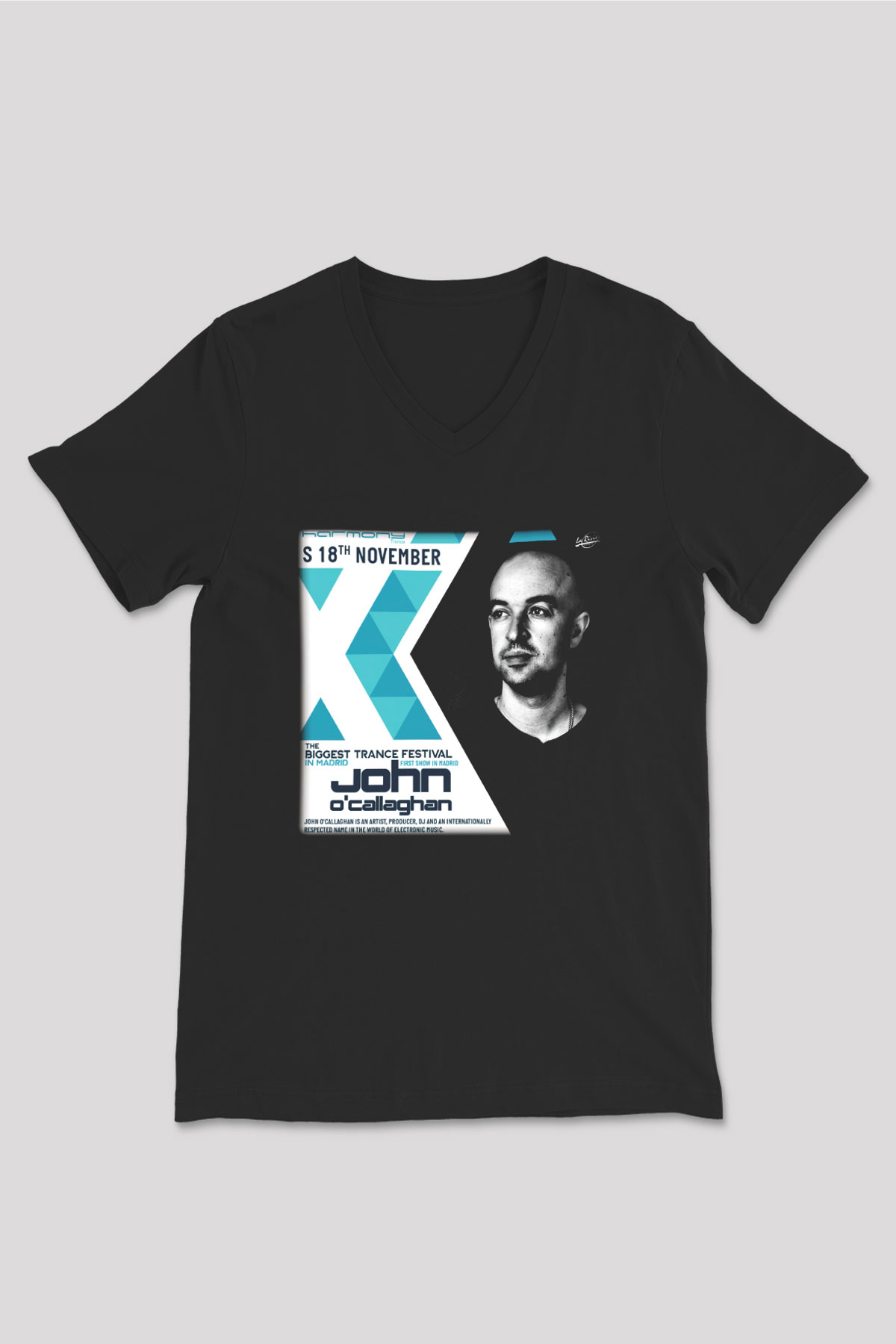 John O'callaghan Siyah Unisex V Yaka Tişört T-Shirt