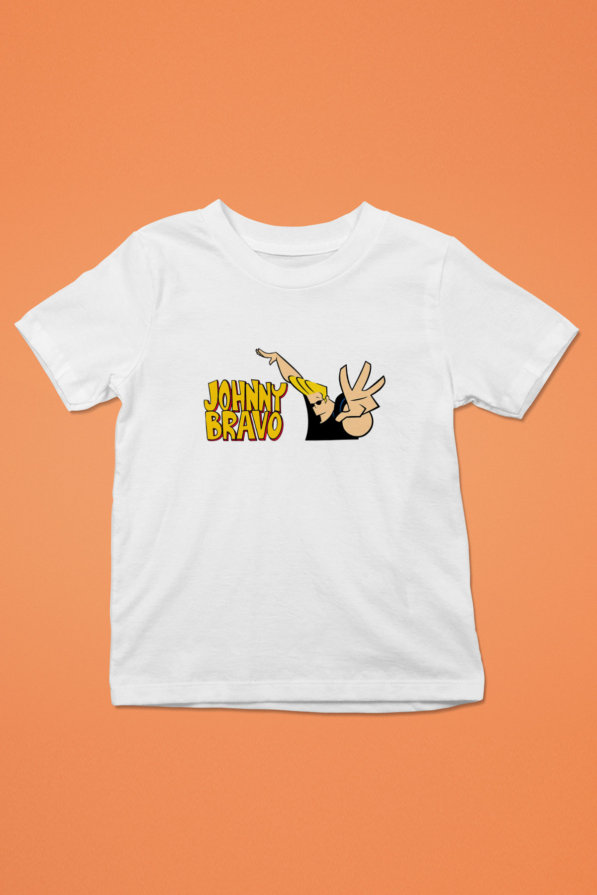 Johnny Bravo Baskılı Beyaz Unisex Çocuk Tişört