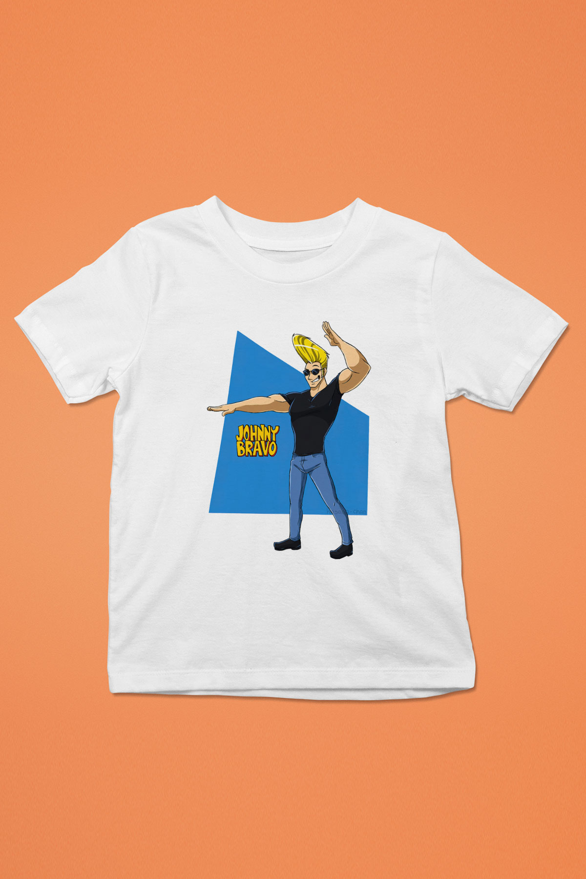 Johnny Bravo Beyaz Unisex Çocuk Tişört