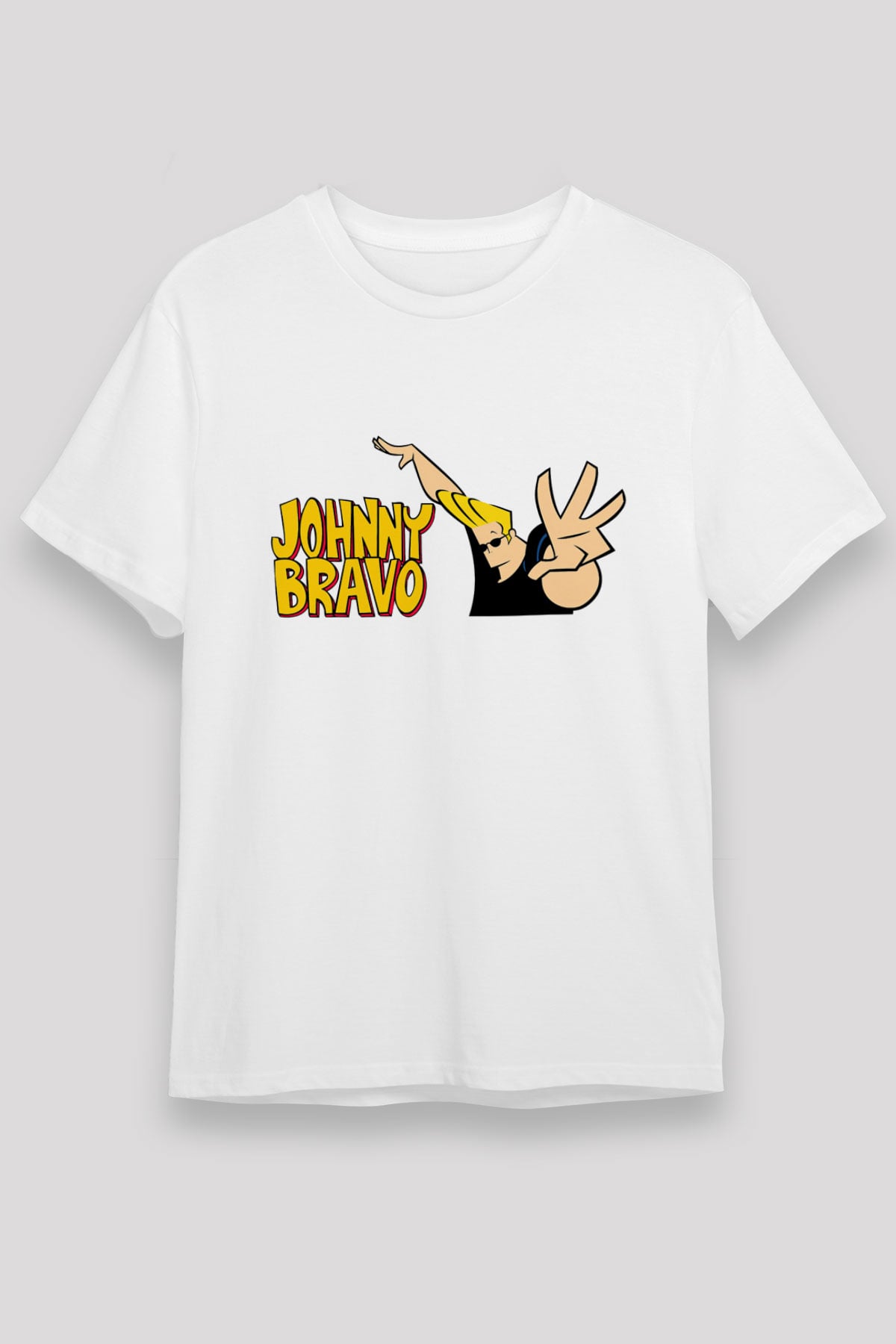Johnny Bravo Beyaz Unisex Tişört T-Shirt