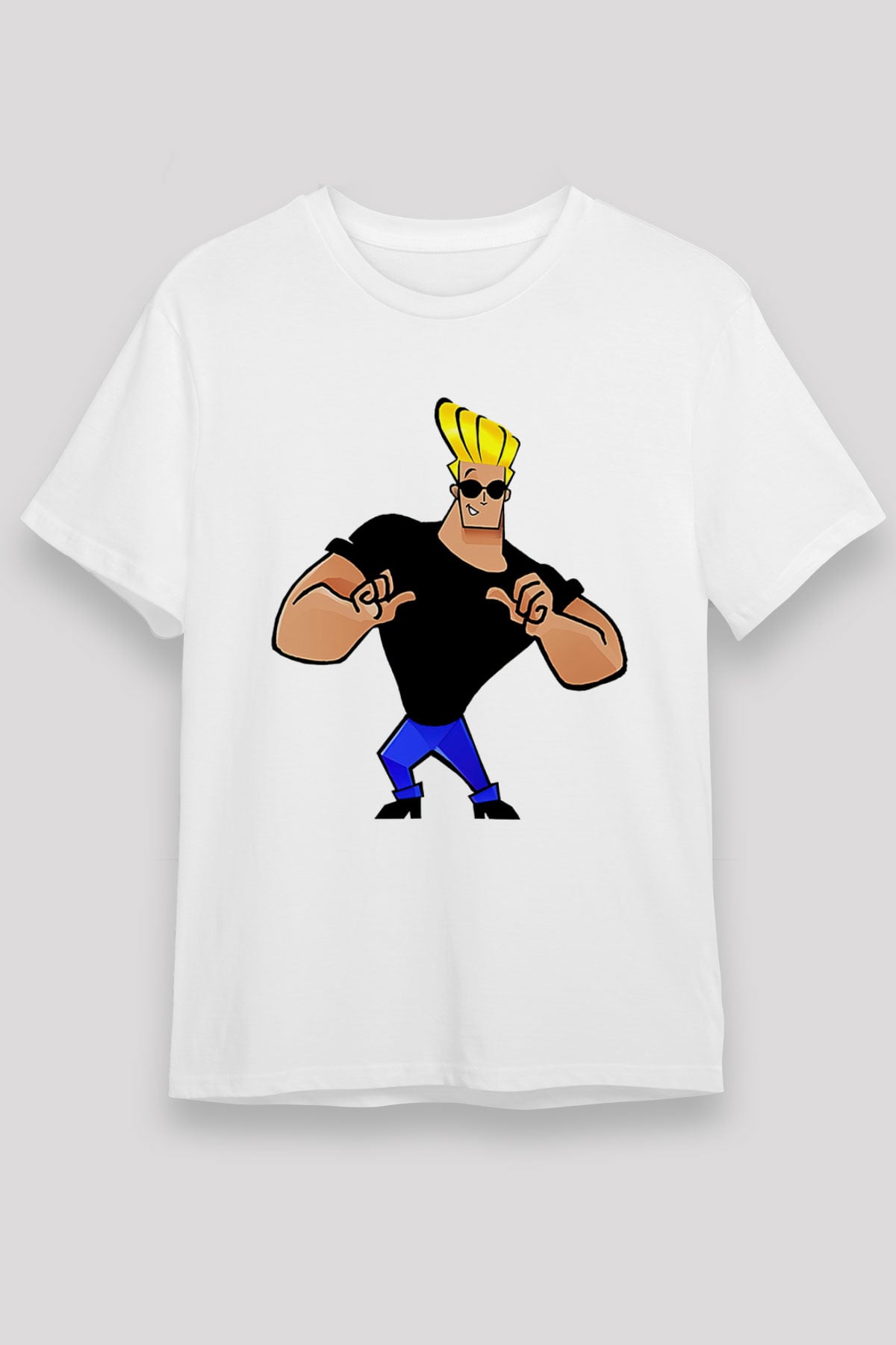 Johnny Bravo Beyaz Unisex Tişört T-Shirt