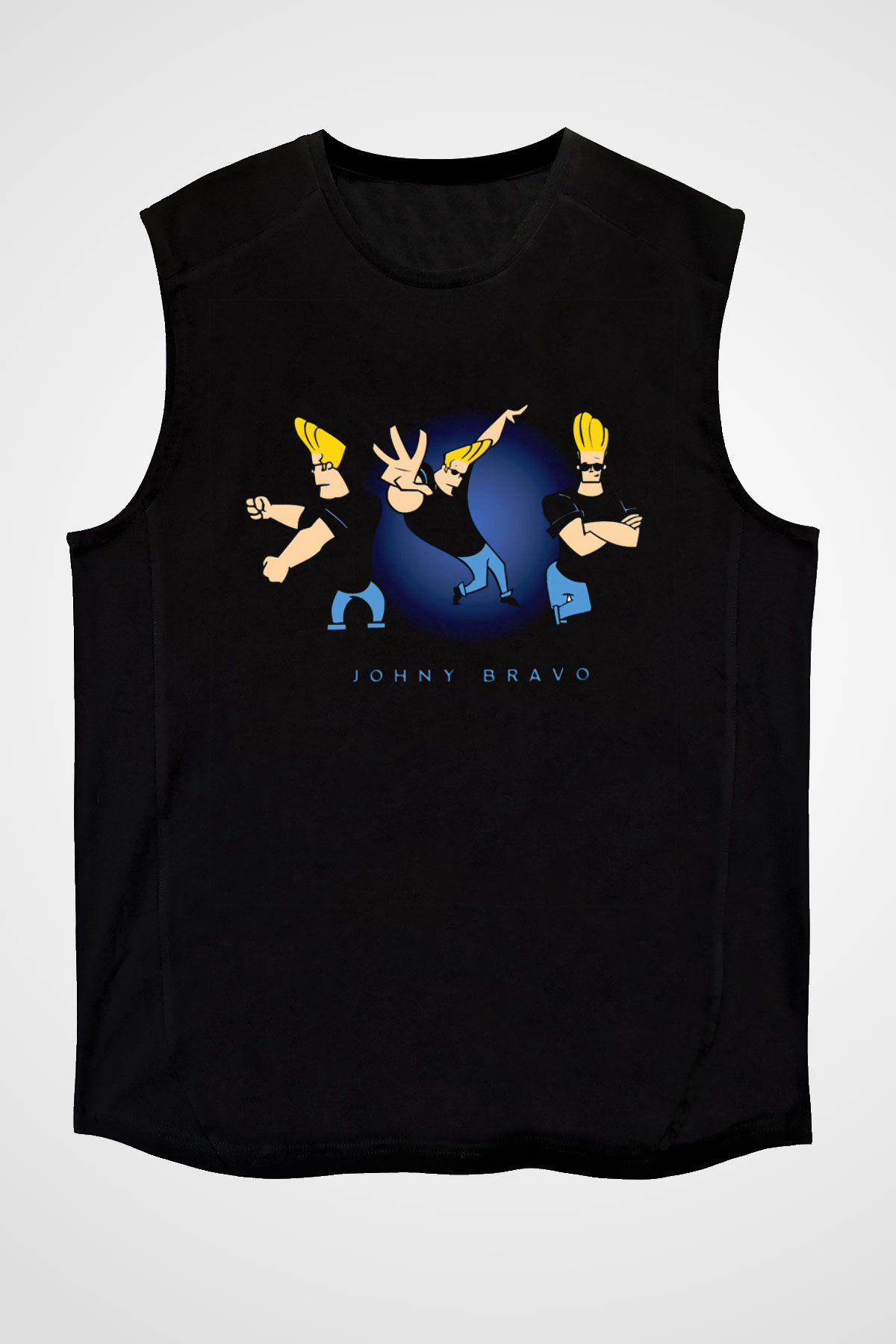 Johnny Bravo Siyah Unisex Kolsuz Tişört