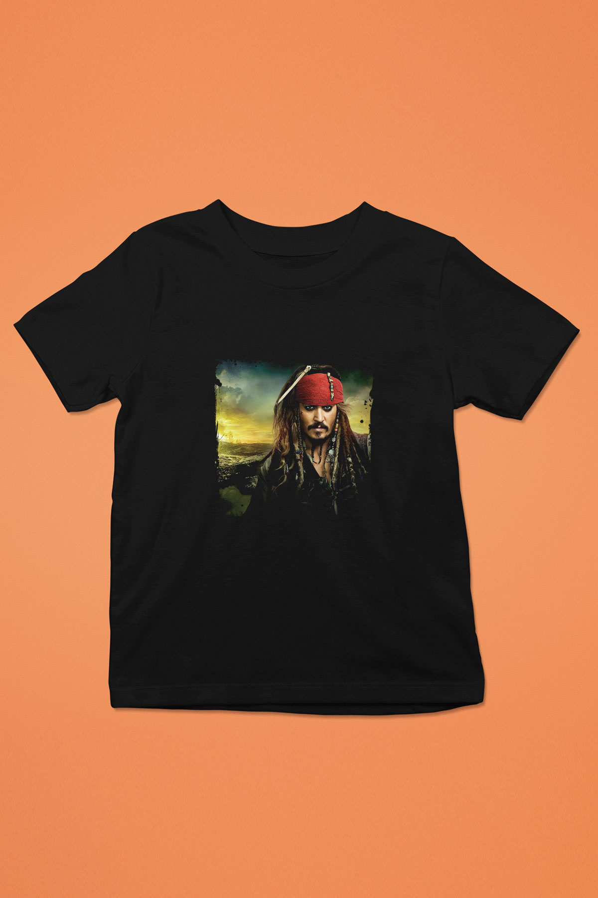 Johnny Depp Baskılı Unisex Siyah Çocuk Tişört