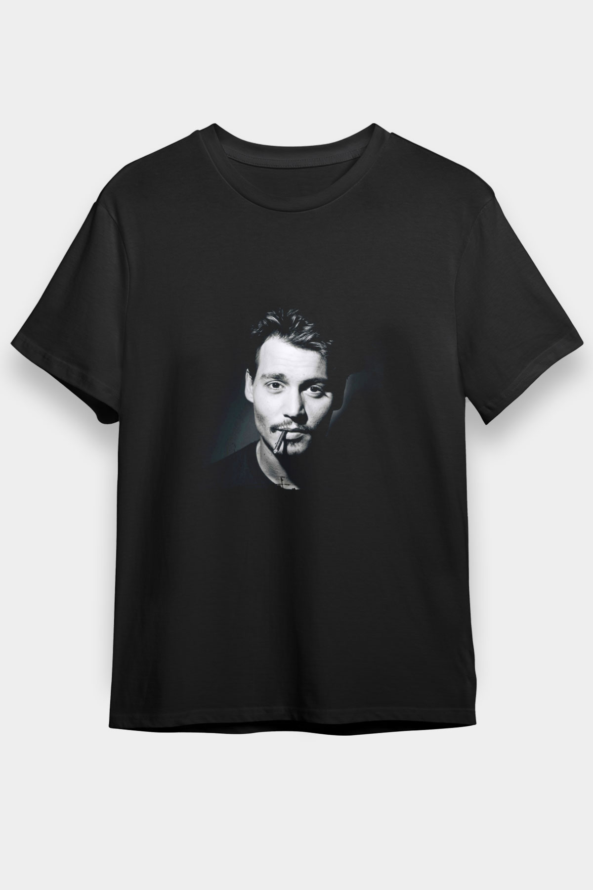 Johnny Depp Baskılı Unisex Siyah Tişört
