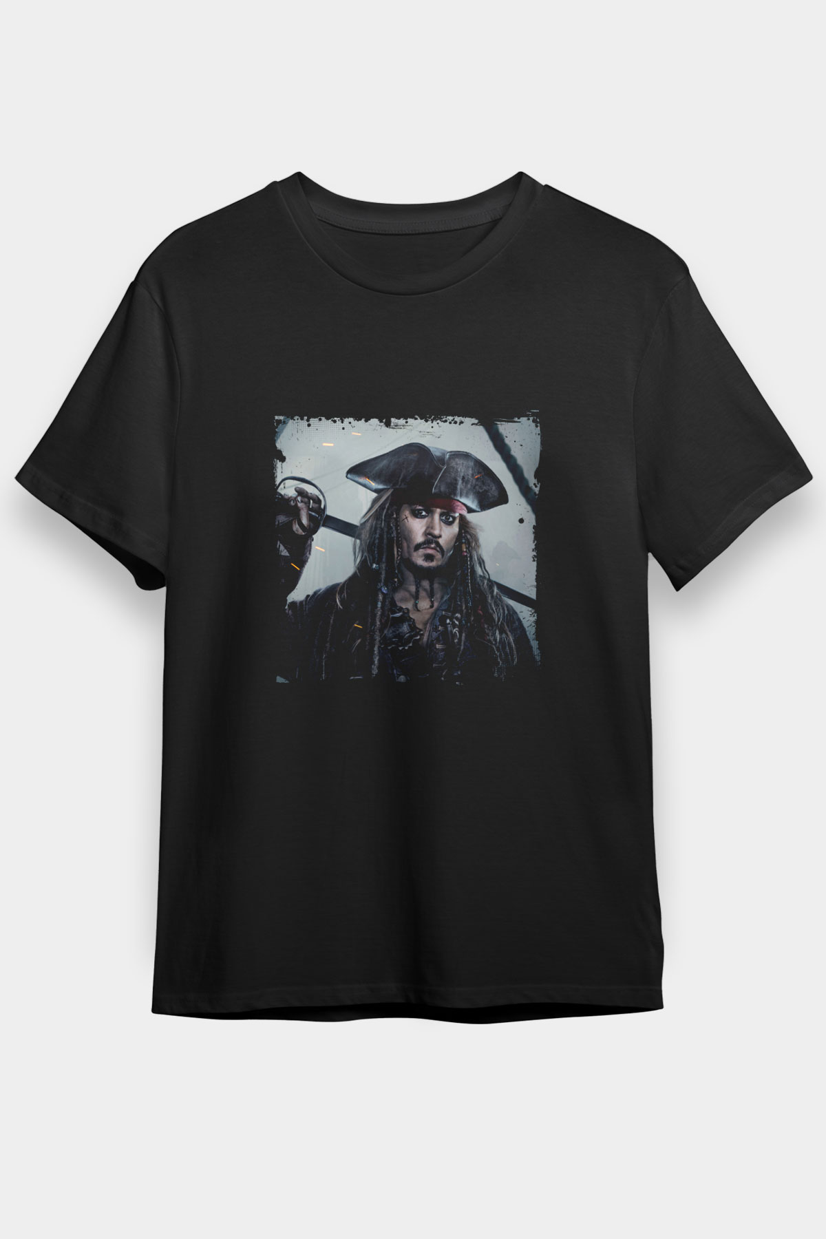 Johnny Depp Baskılı Unisex Siyah Tişört