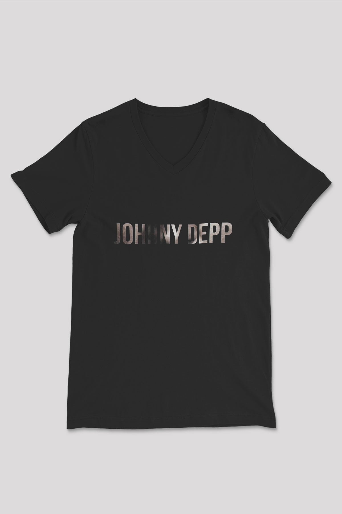 Johnny Depp Siyah Unisex V Yaka Tişört T-Shirt
