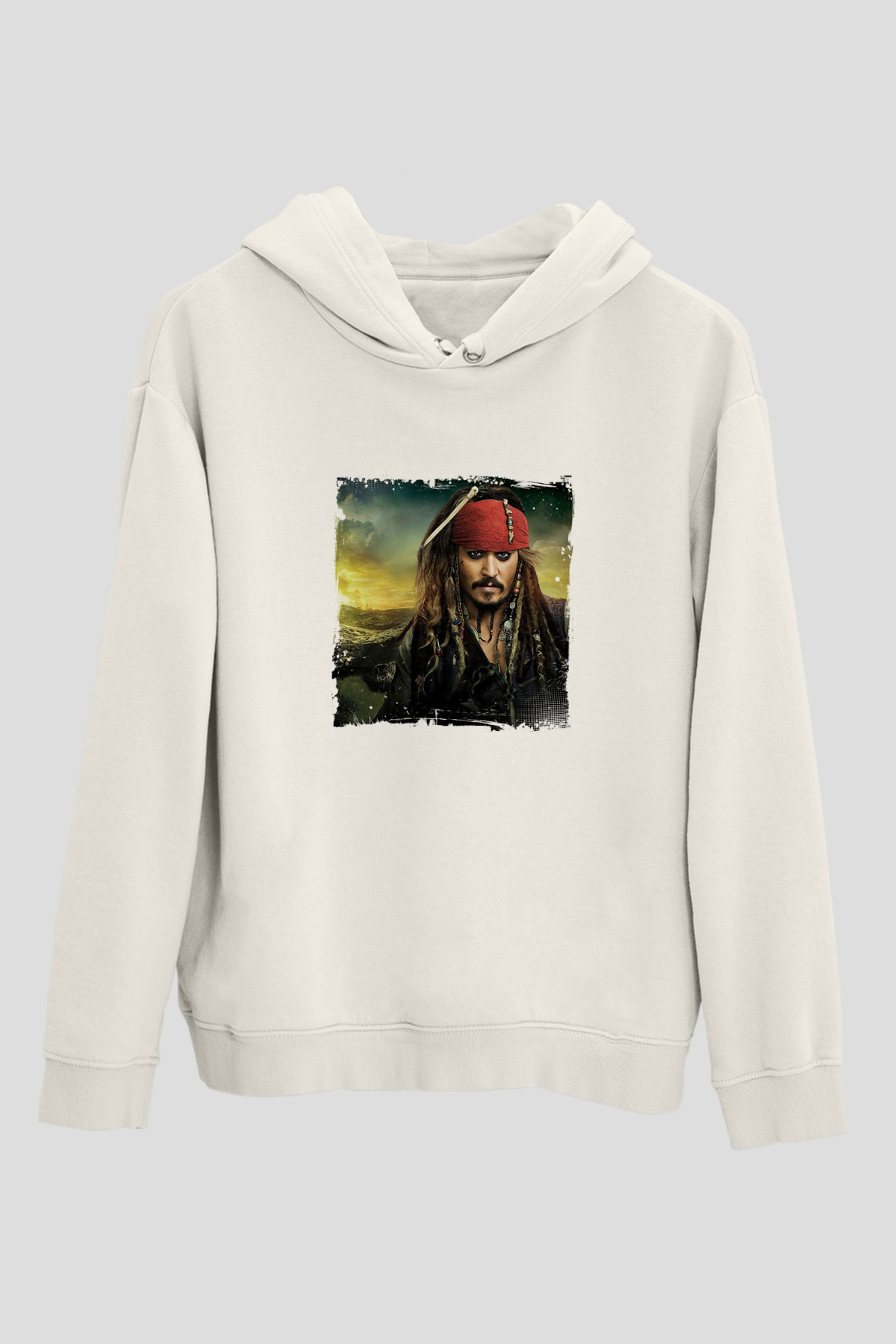 Johnny Depp Unisex Baskılı Beyaz Kapüşonlu Sweatshirt