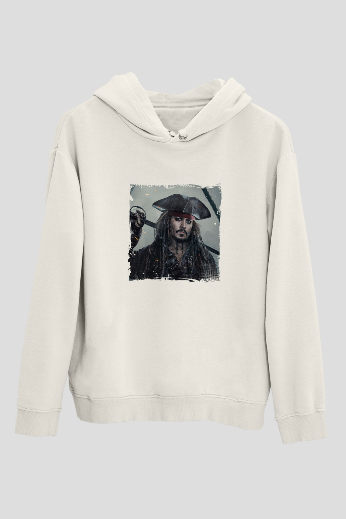 Johnny Depp Unisex Baskılı Beyaz Kapüşonlu Sweatshirt