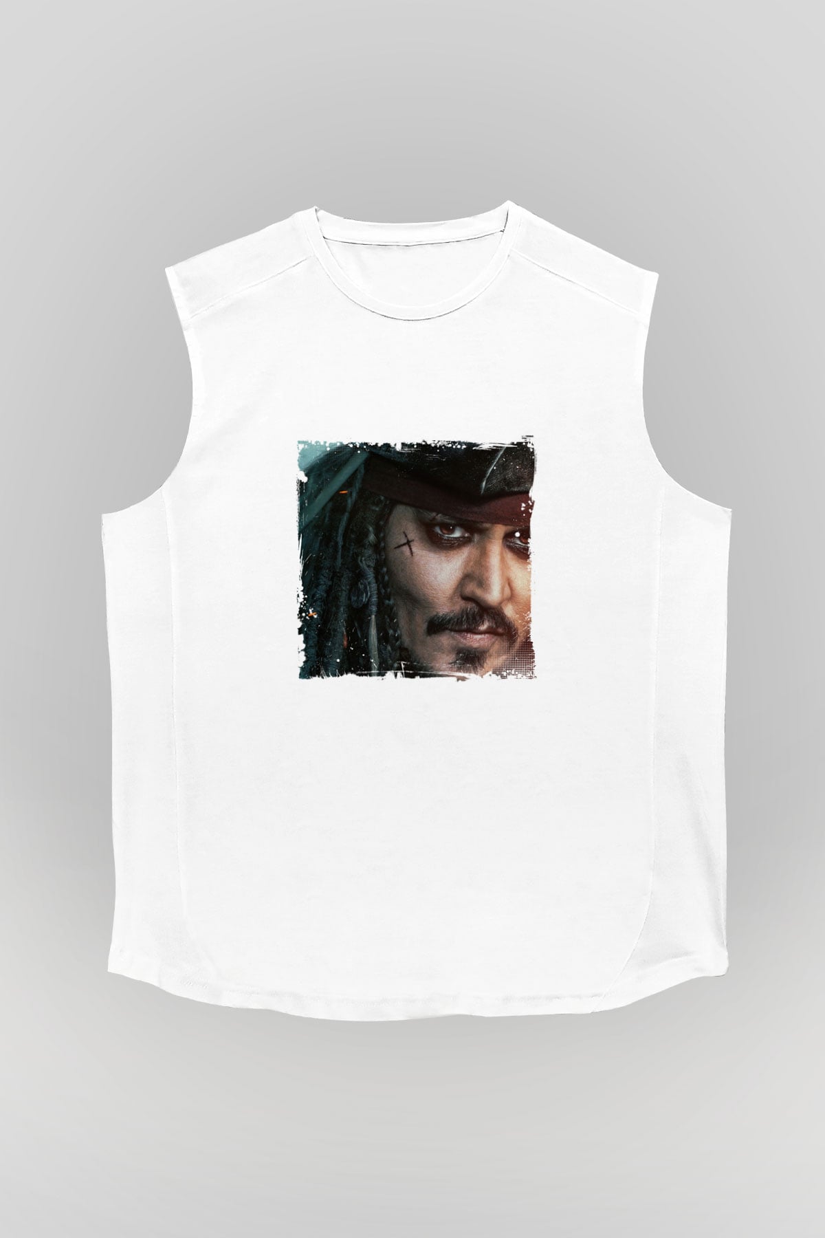 Johnny Depp Unisex Baskılı Beyaz Kolsuz Tişört