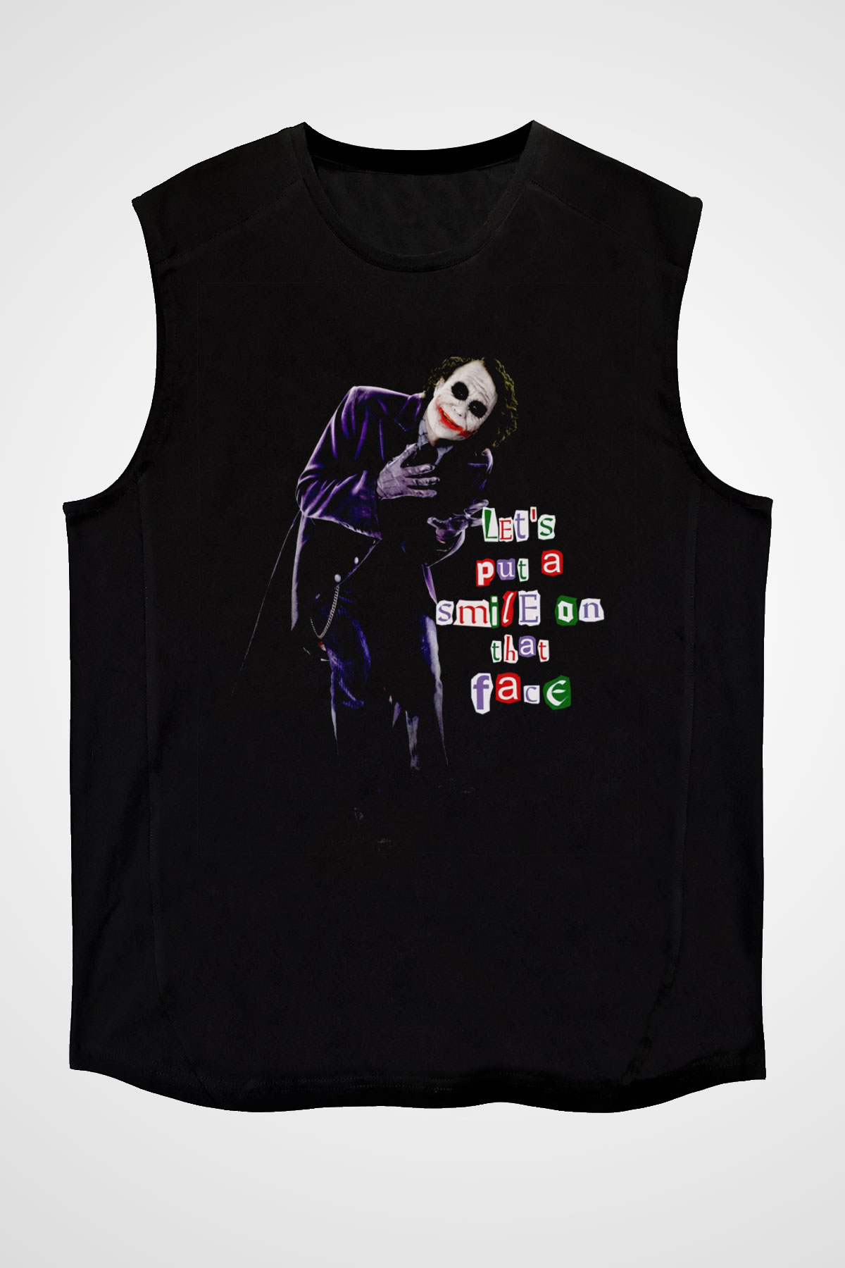 Joker Baskılı Unisex Siyah  Kolsuz Tişört