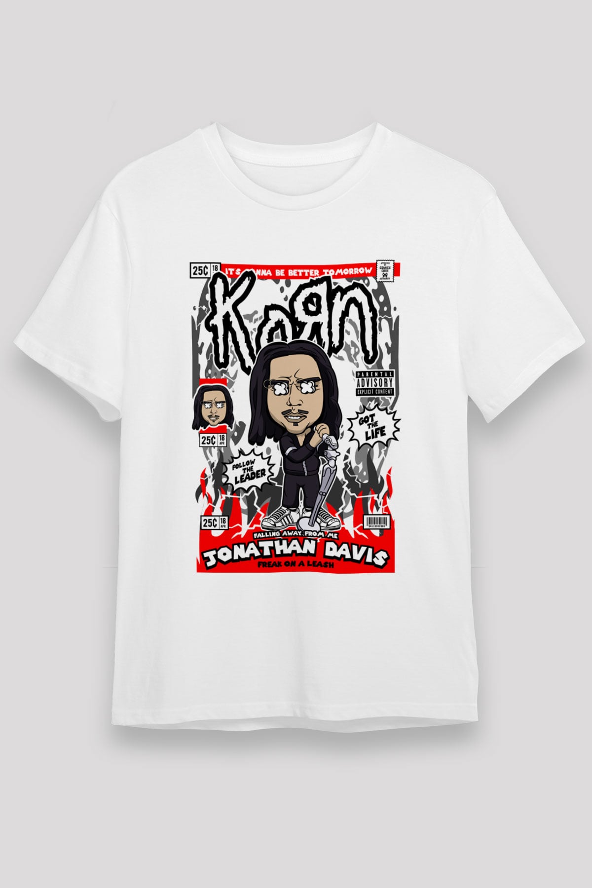 Jonathan Davis KoRn  Baskılı Unisex Beyaz Tişört