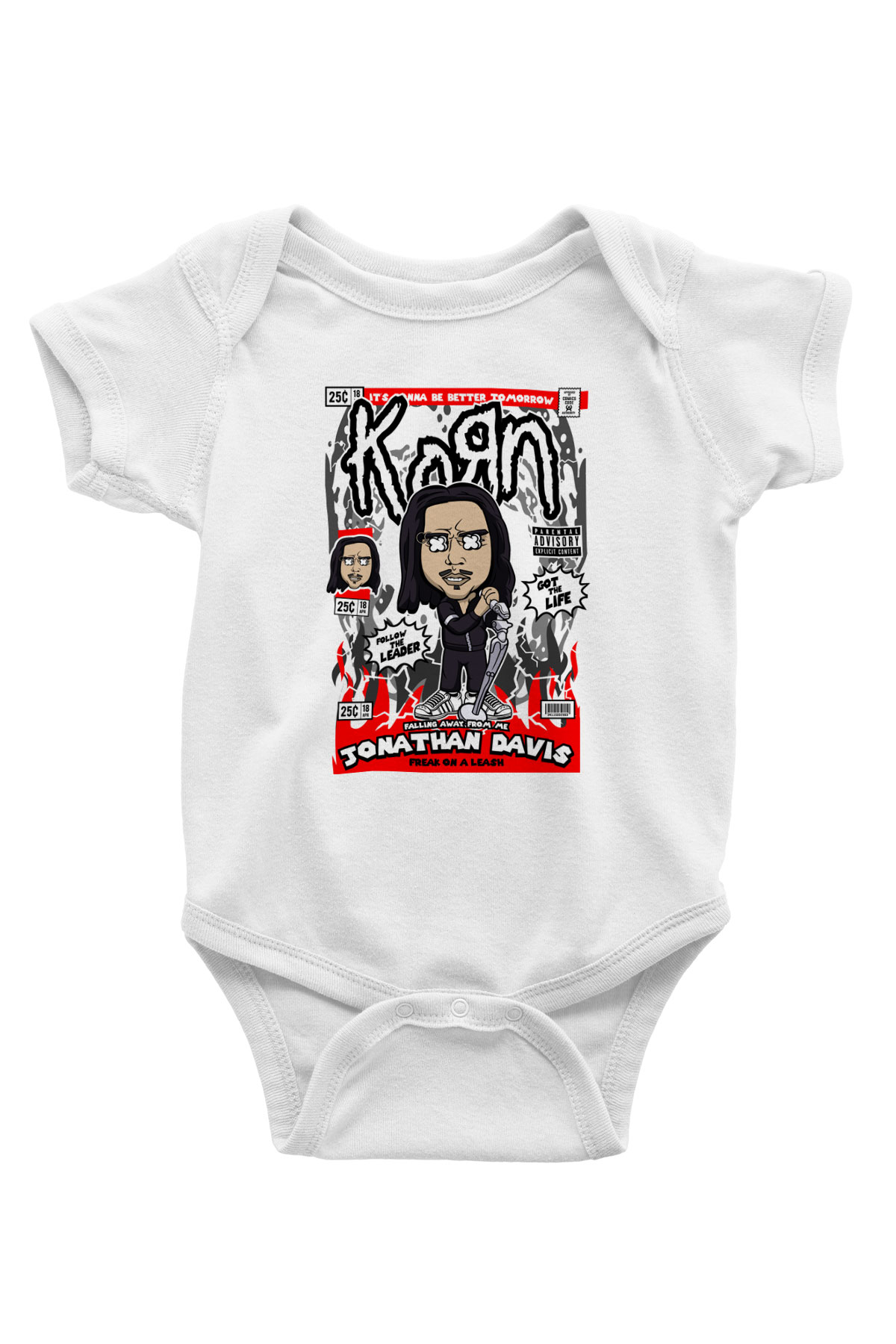 Jonathan Davis KoRn  Baskılı Unisex Beyaz Bebek Body - Zıbın