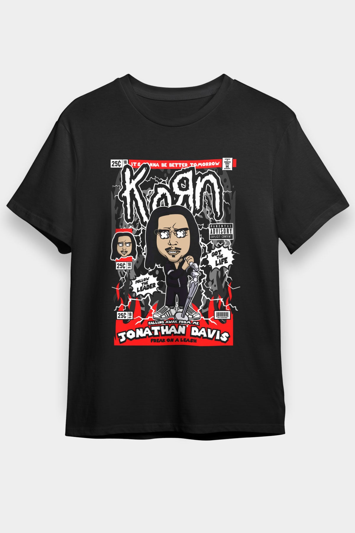 Jonathan Davis KoRn Baskılı Unisex Siyah Tişört