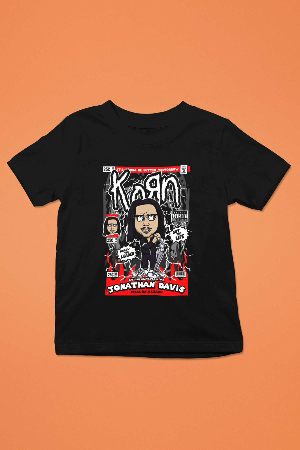 Jonathan Davis KoRn Baskılı Unisex Siyah Çocuk Tişört