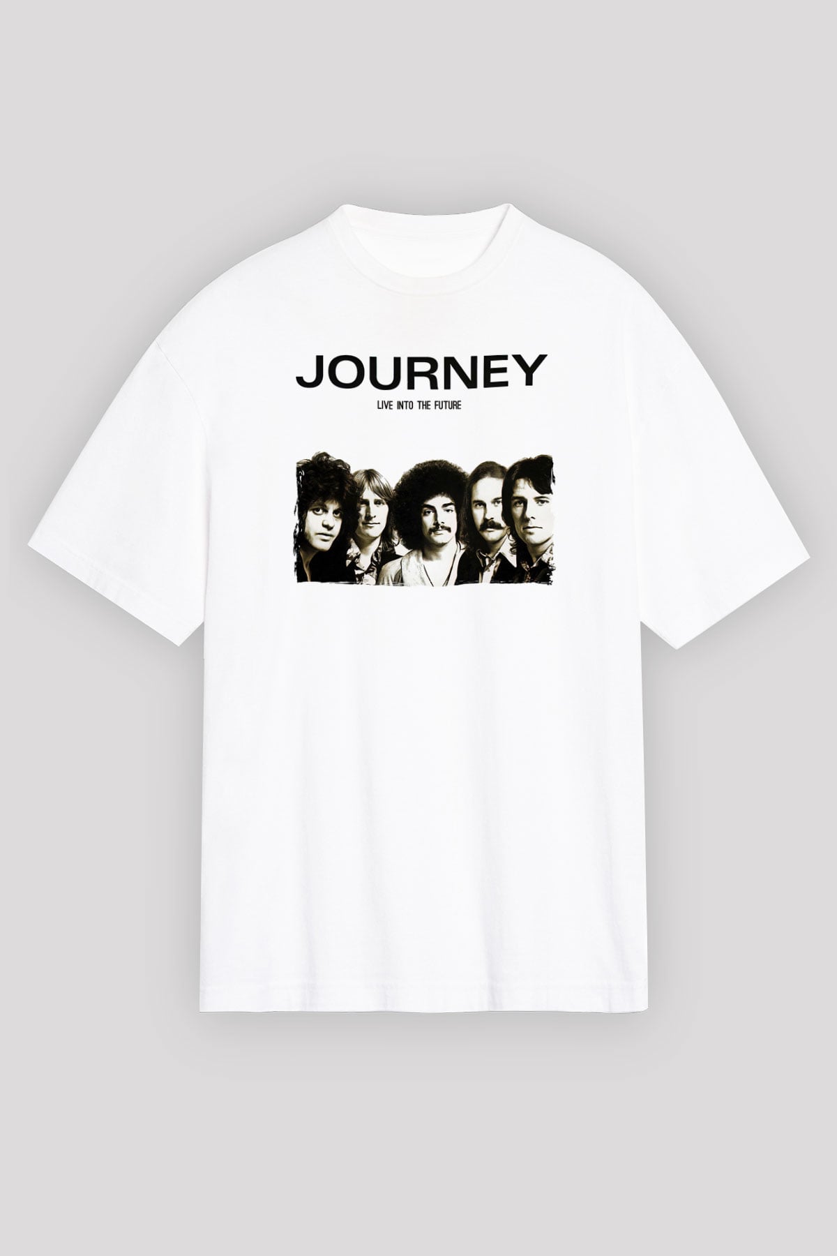 Journey Baskılı Beyaz Unisex Oversize Tişört - Tshirt
