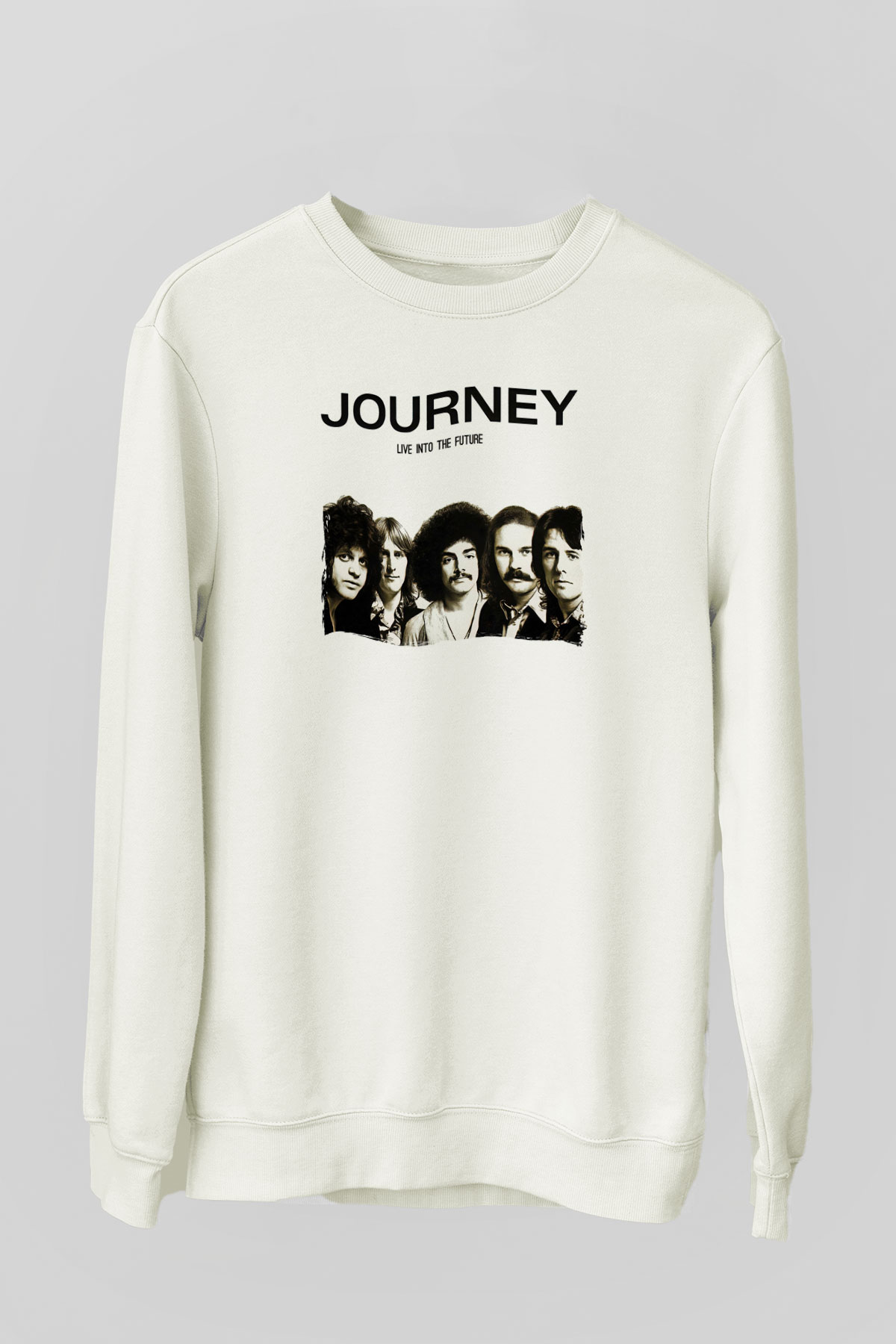 Journey Baskılı Beyaz Unisex Sweatshirt