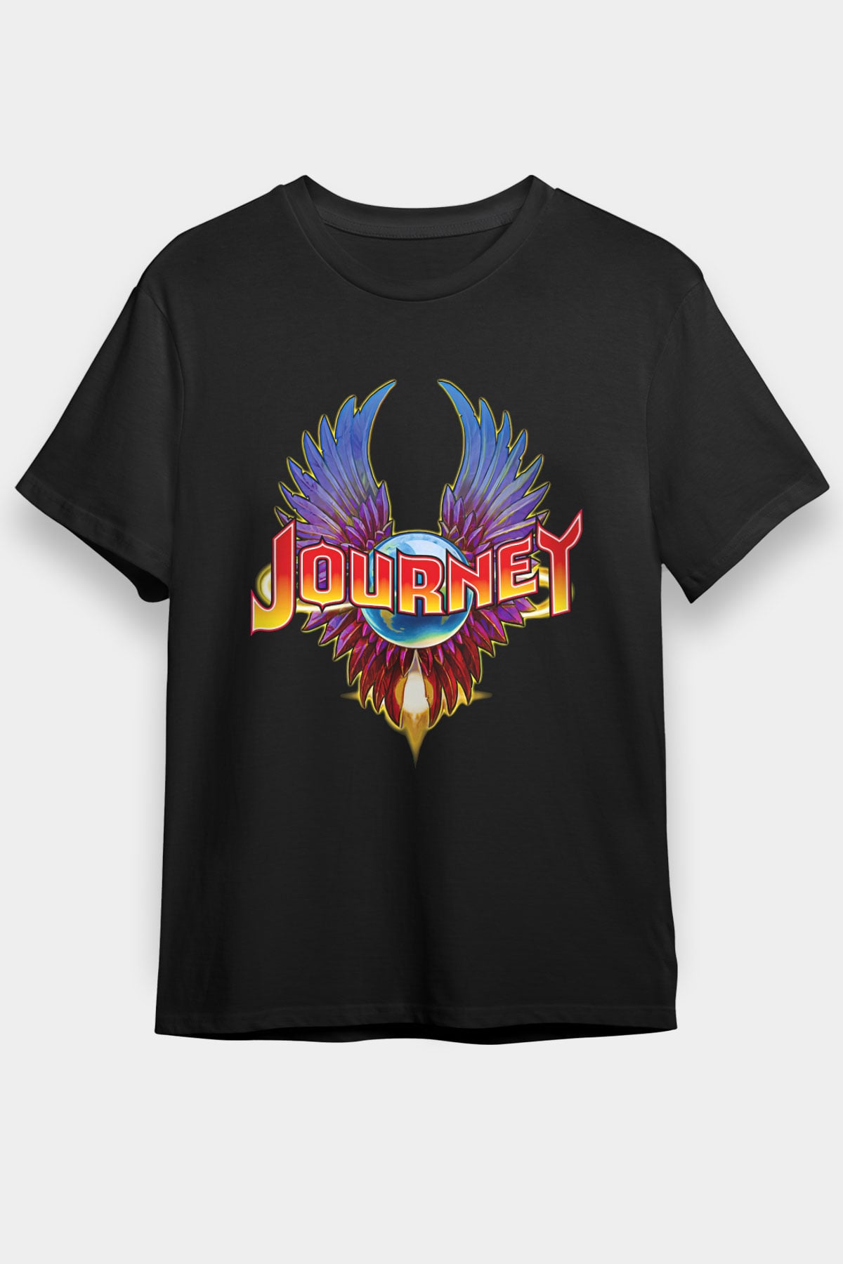 Journey Baskılı Unisex Siyah Tişört - Tshirt
