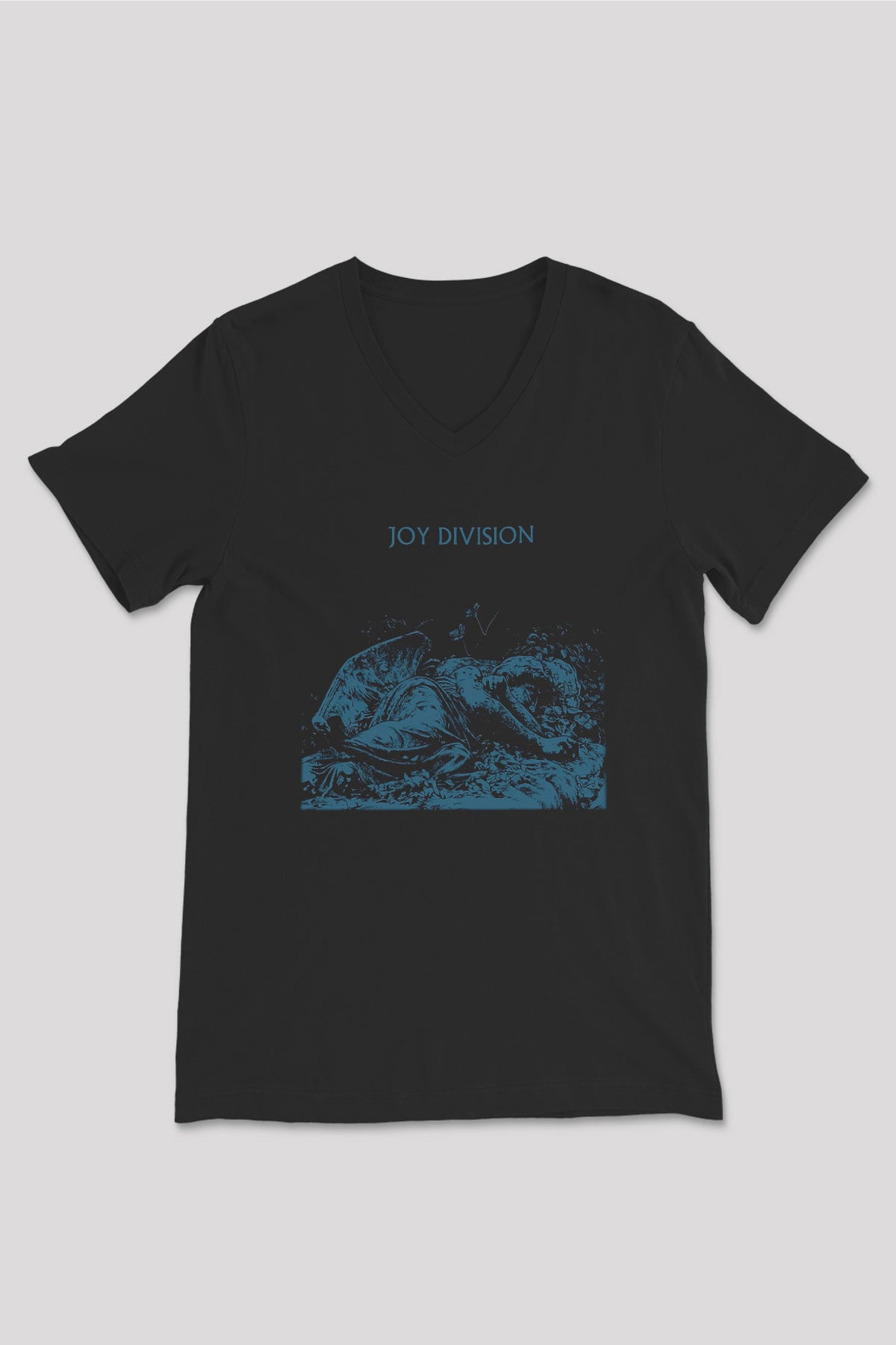 Joy Division Siyah Unisex V Yaka Tişört T-Shirt