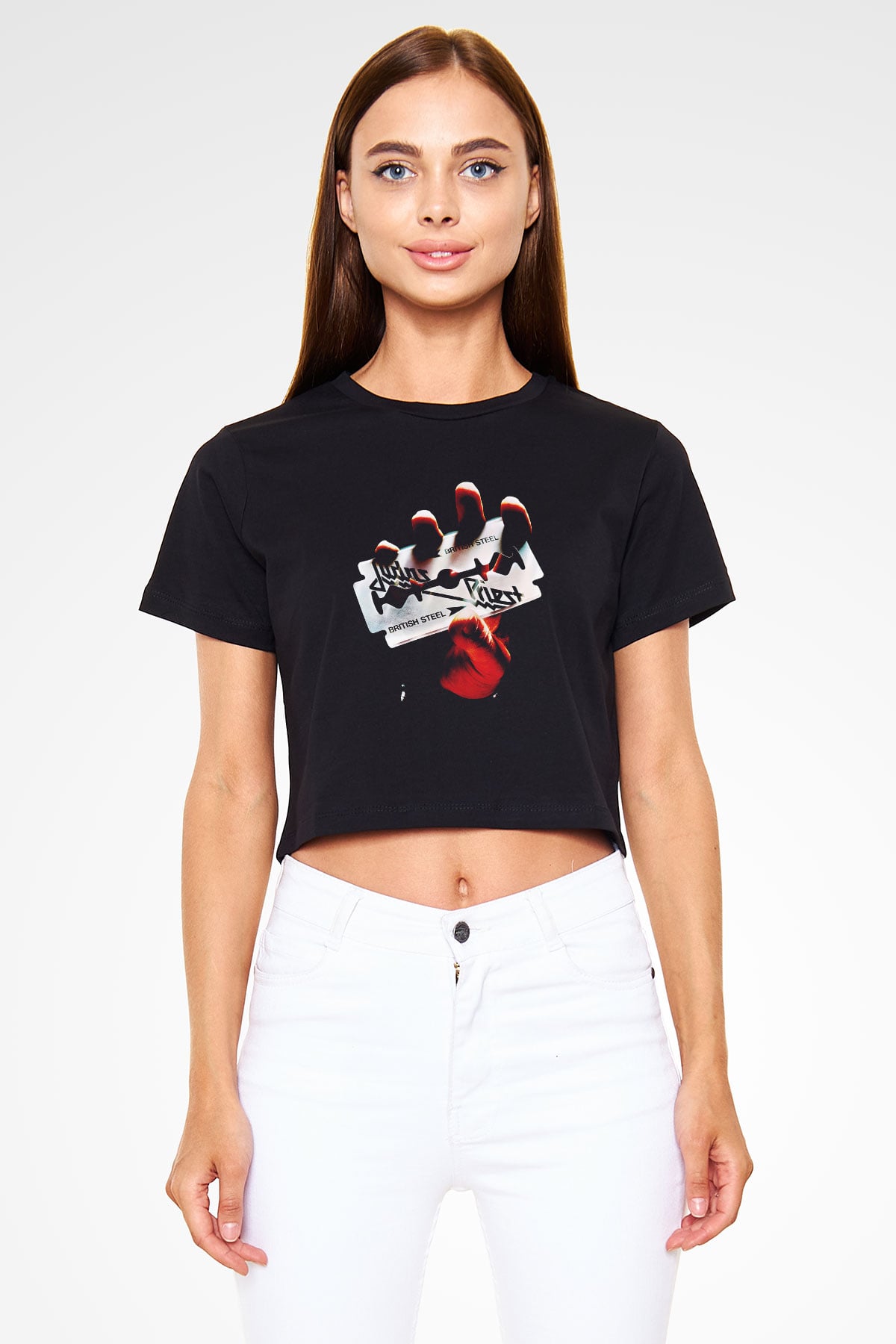 Judas Priest Siyah Crop Top Tişört