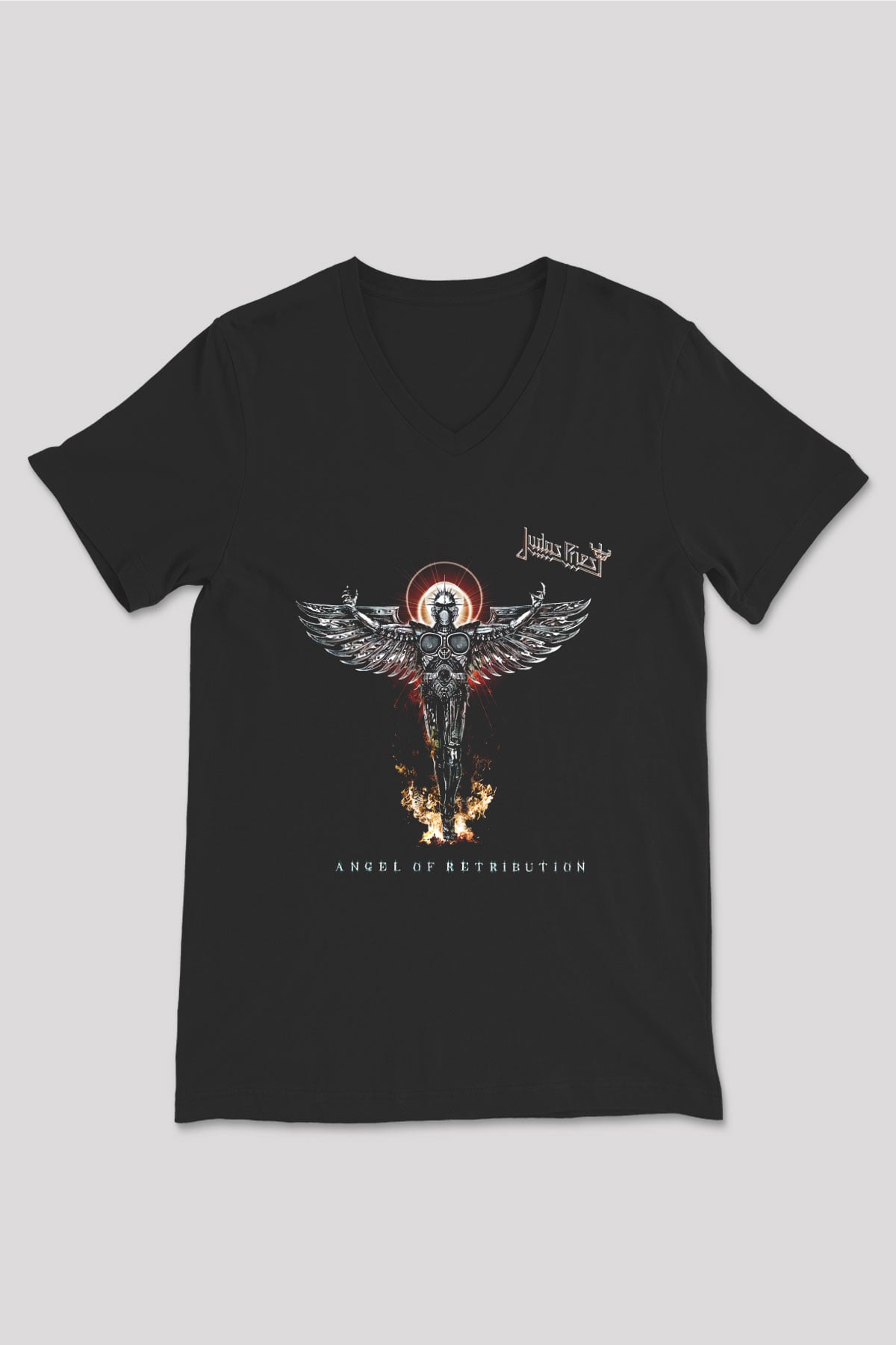 Judas Priest Siyah Unisex V Yaka Tişört T-Shirt