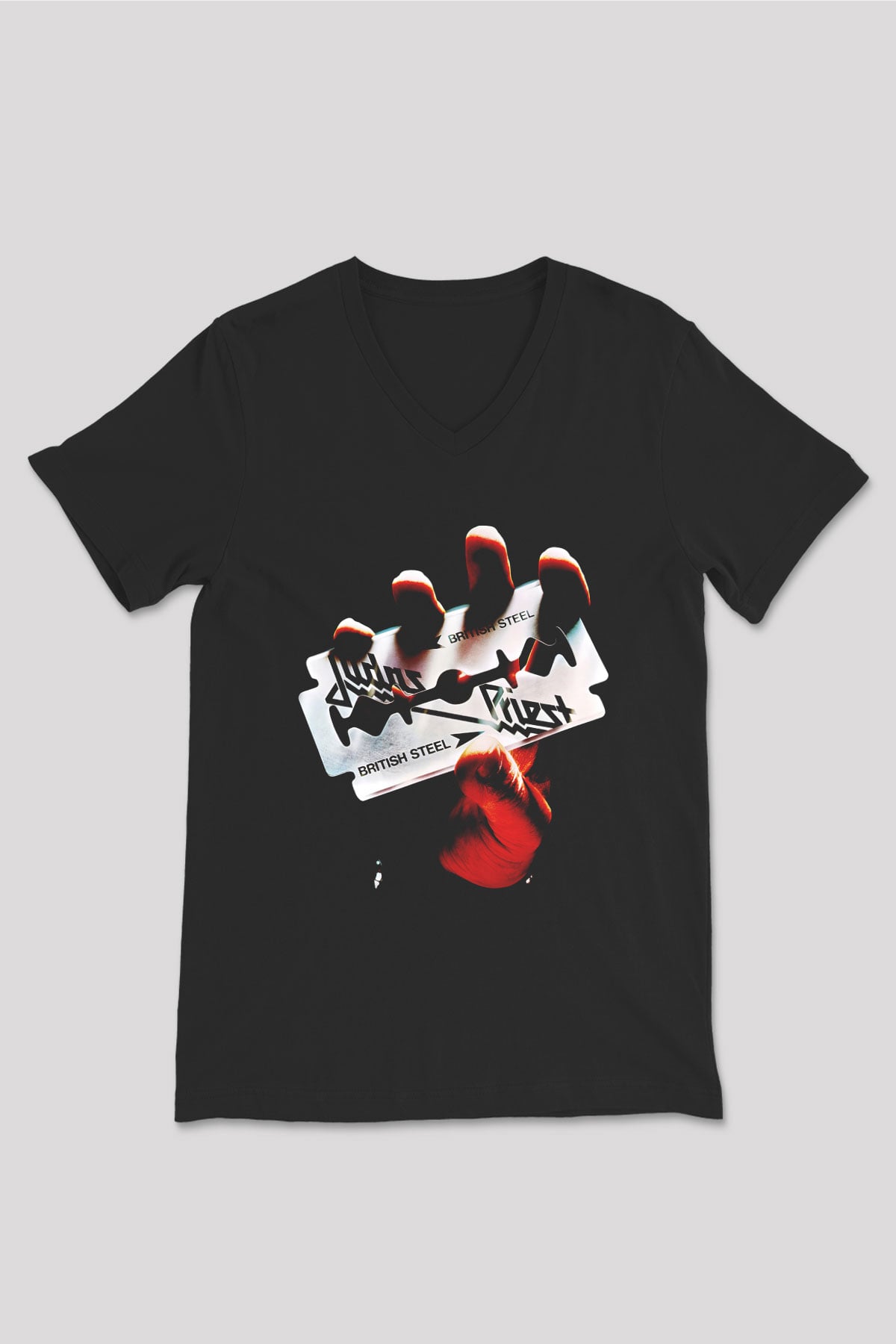 Judas Priest Siyah Unisex V Yaka Tişört T-Shirt