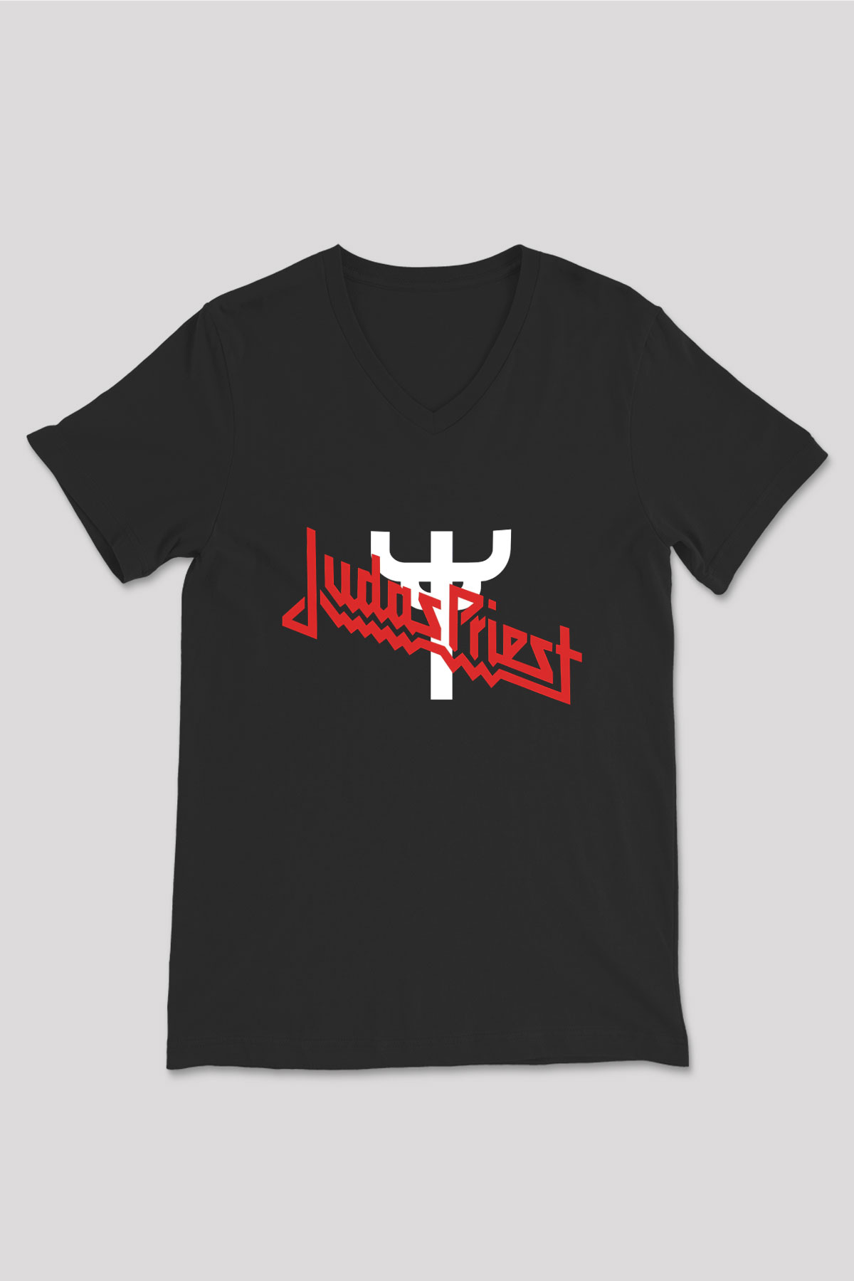 Judas Priest Siyah Unisex V Yaka Tişört T-Shirt