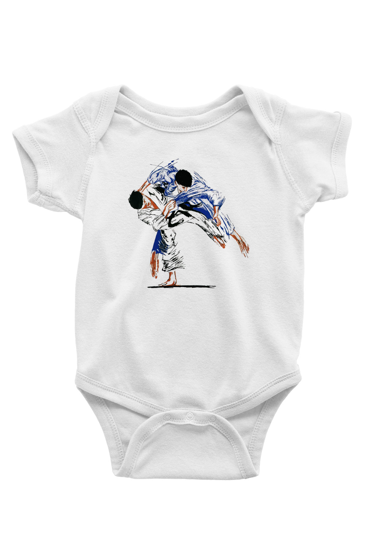Judo Baskılı Beyaz Unisex Bebek Body - Zıbın