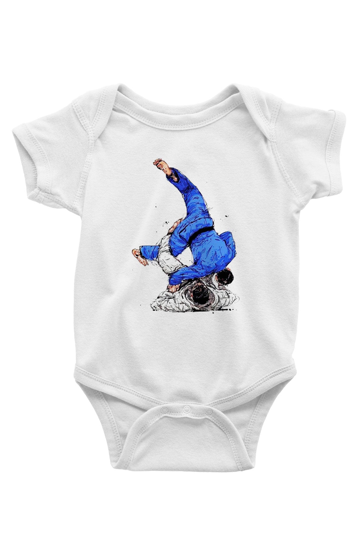 Judo Baskılı Beyaz Unisex Bebek Body - Zıbın