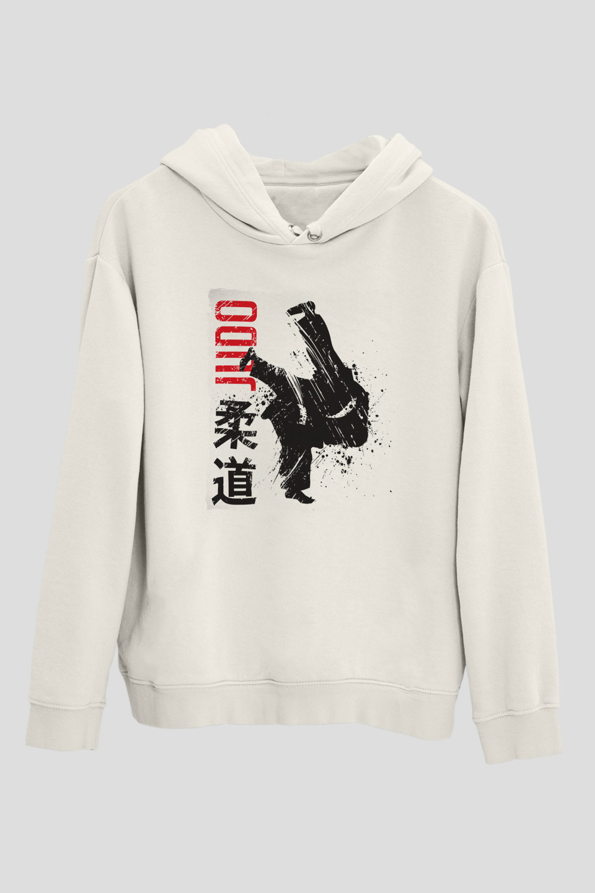 Judo Beyaz Unisex Kapüşonlu Sweatshirt