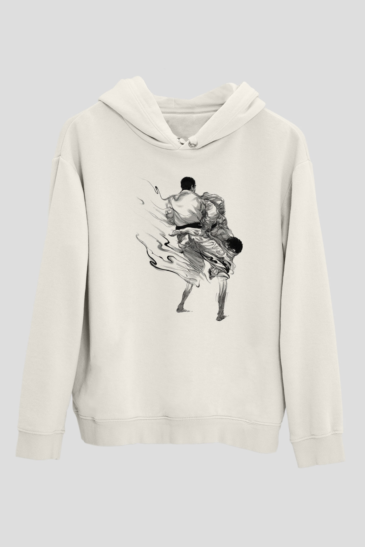 Judo Beyaz Unisex Kapüşonlu Sweatshirt